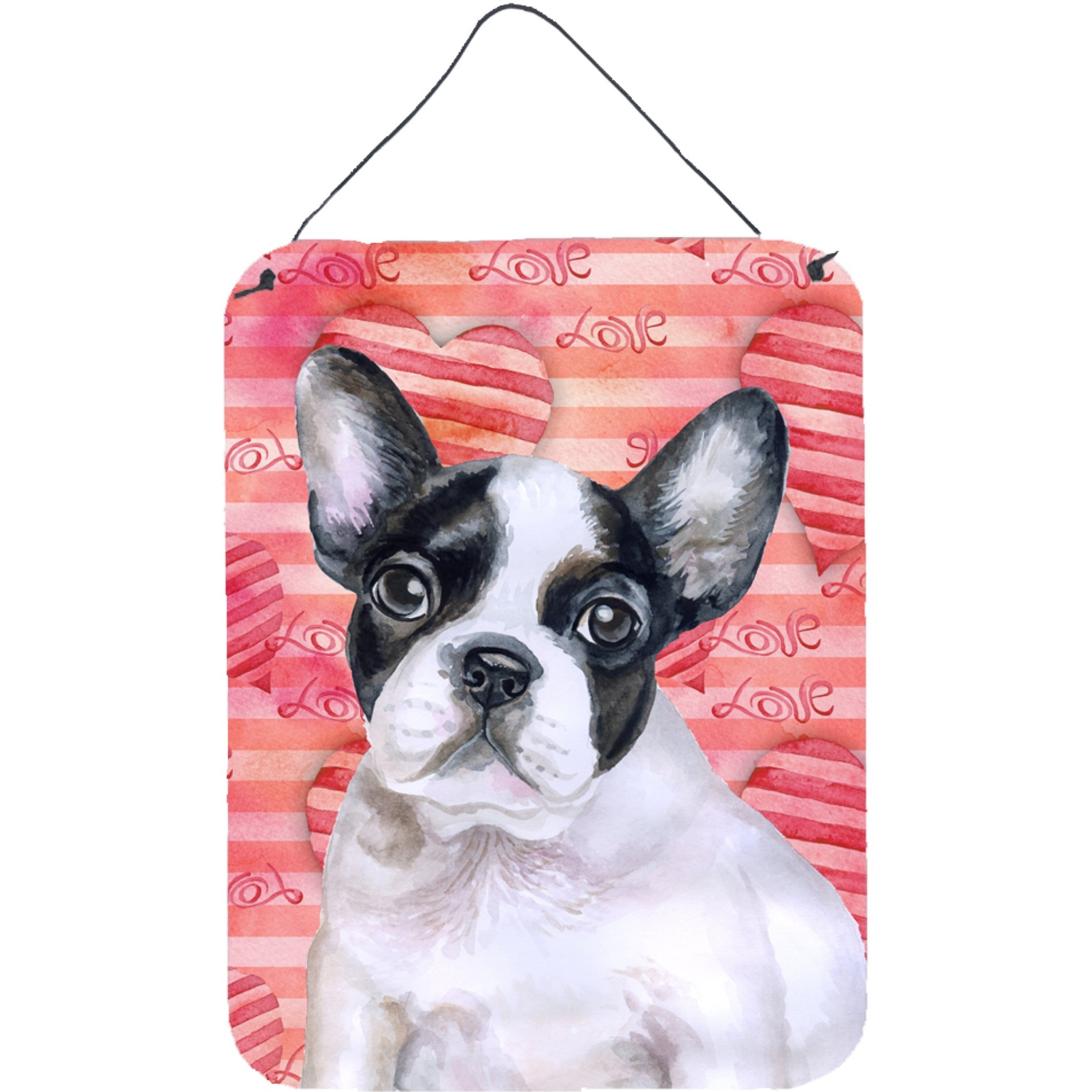 &quotCaroline's Treasures French Bulldog Black White Love Metal Print, 16"" x 12"", Multicolor"