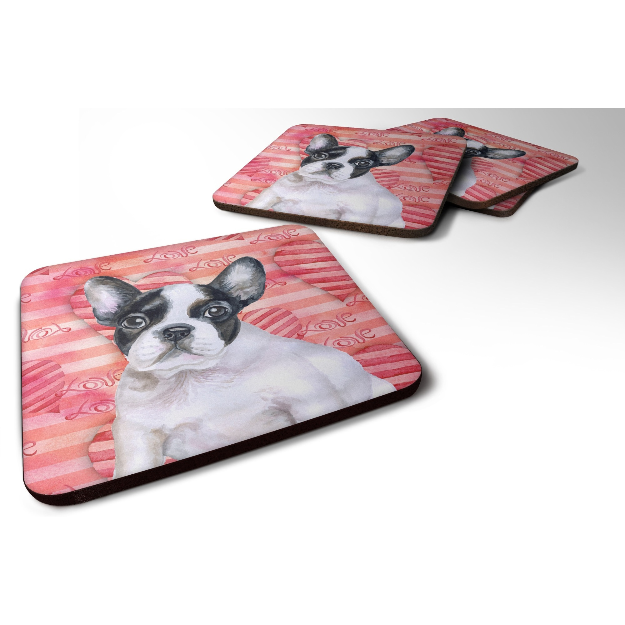 &quotCaroline's Treasures French Bulldog Black White Love Decorative coasters, Multicolor"