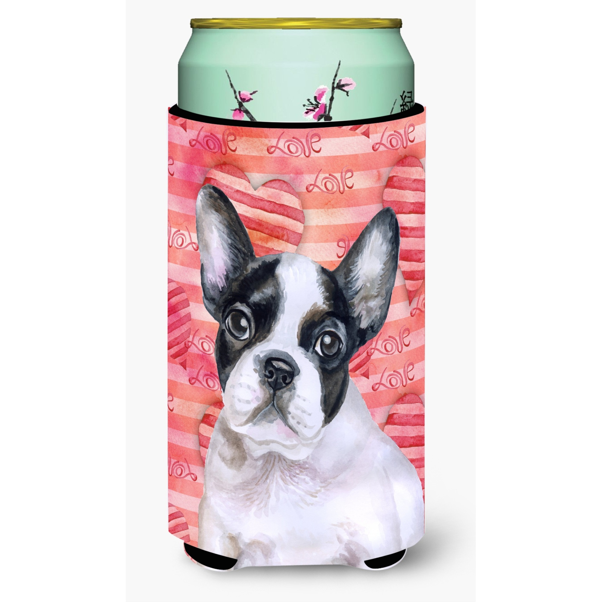 &quotCaroline's Treasures French Bulldog Black White Love Decorative Can Hugger, Tall Boy, Multicolor"