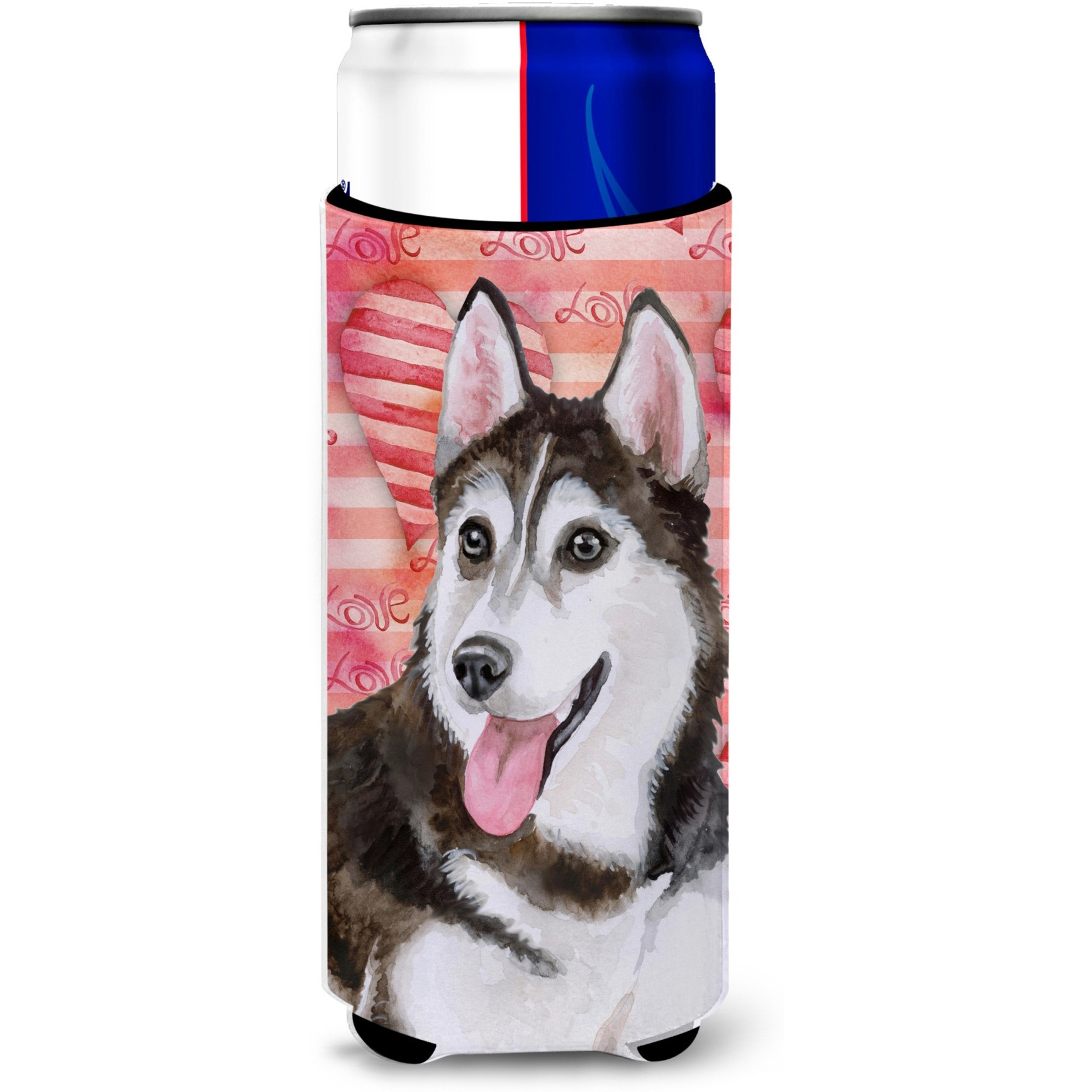 &quotCaroline's Treasures Siberian Husky 2 Love Decorative Can Hugger, Slim, Multicolor"