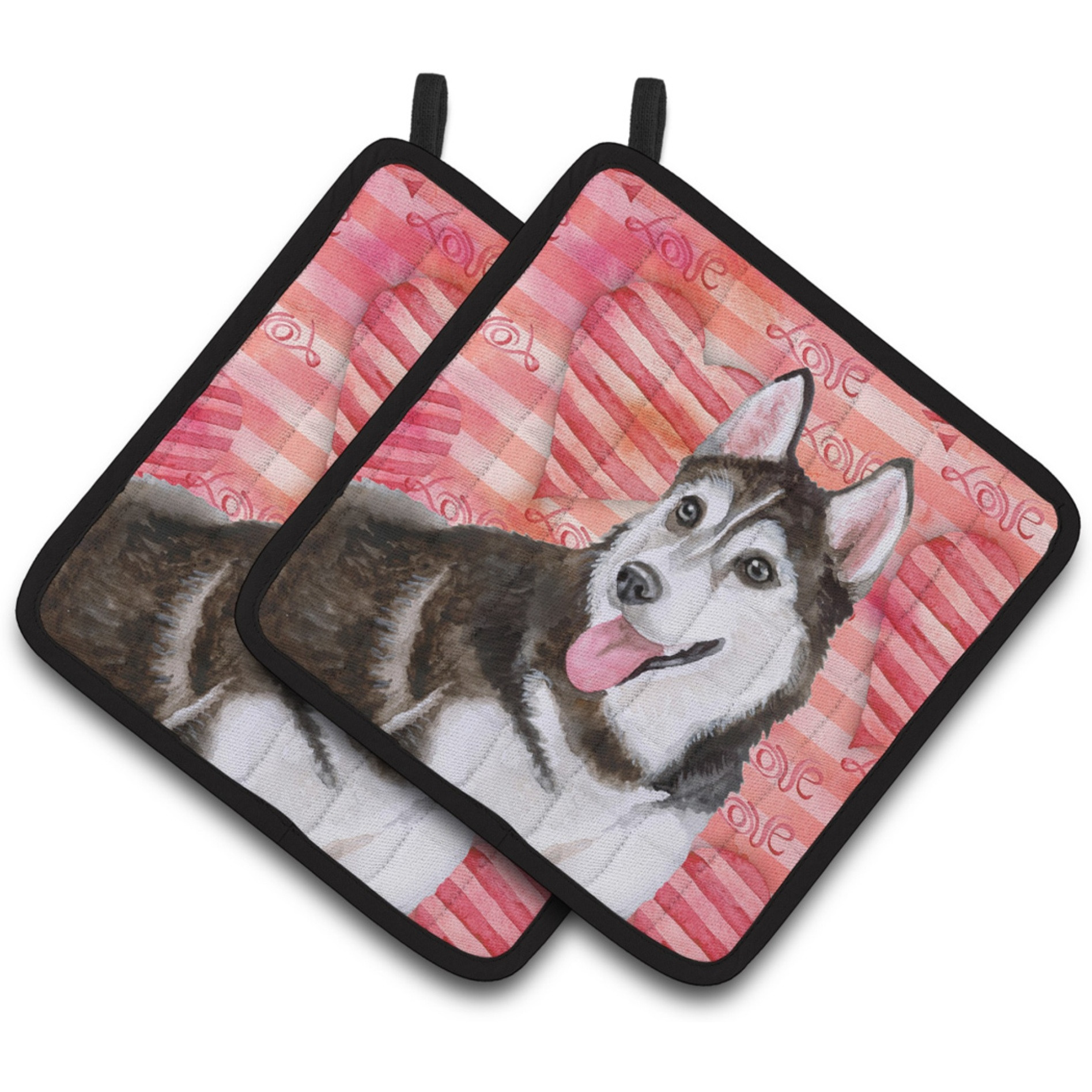 &quotCaroline's Treasures Siberian Husky 2 Decorated pot holder, 7.5H x 7.5W, Love is a Dog"