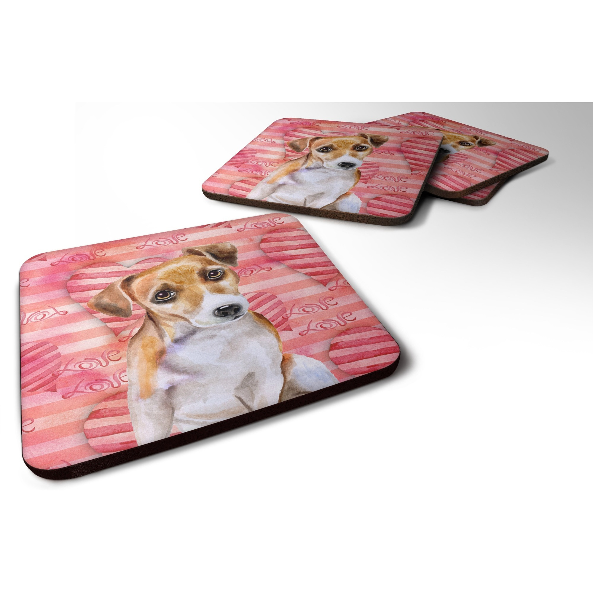 &quotCaroline's Treasures Jack Russell Terrier 2 Love Decorative coasters, Multicolor"