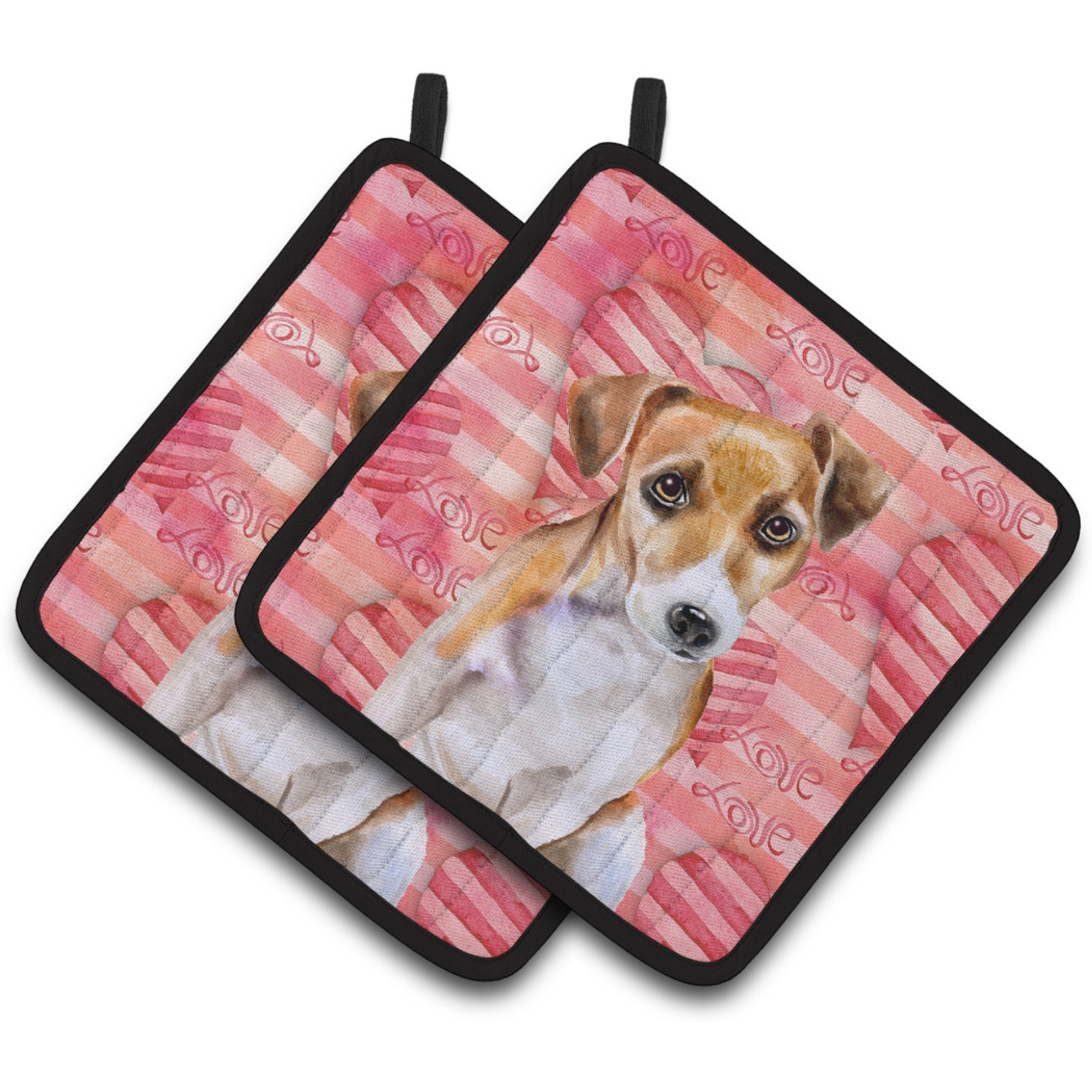 &quotCaroline's Treasures Jack Russell Terrier 2 Decorated pot holder, 7.5H x 7.5W, Love is a Dog"