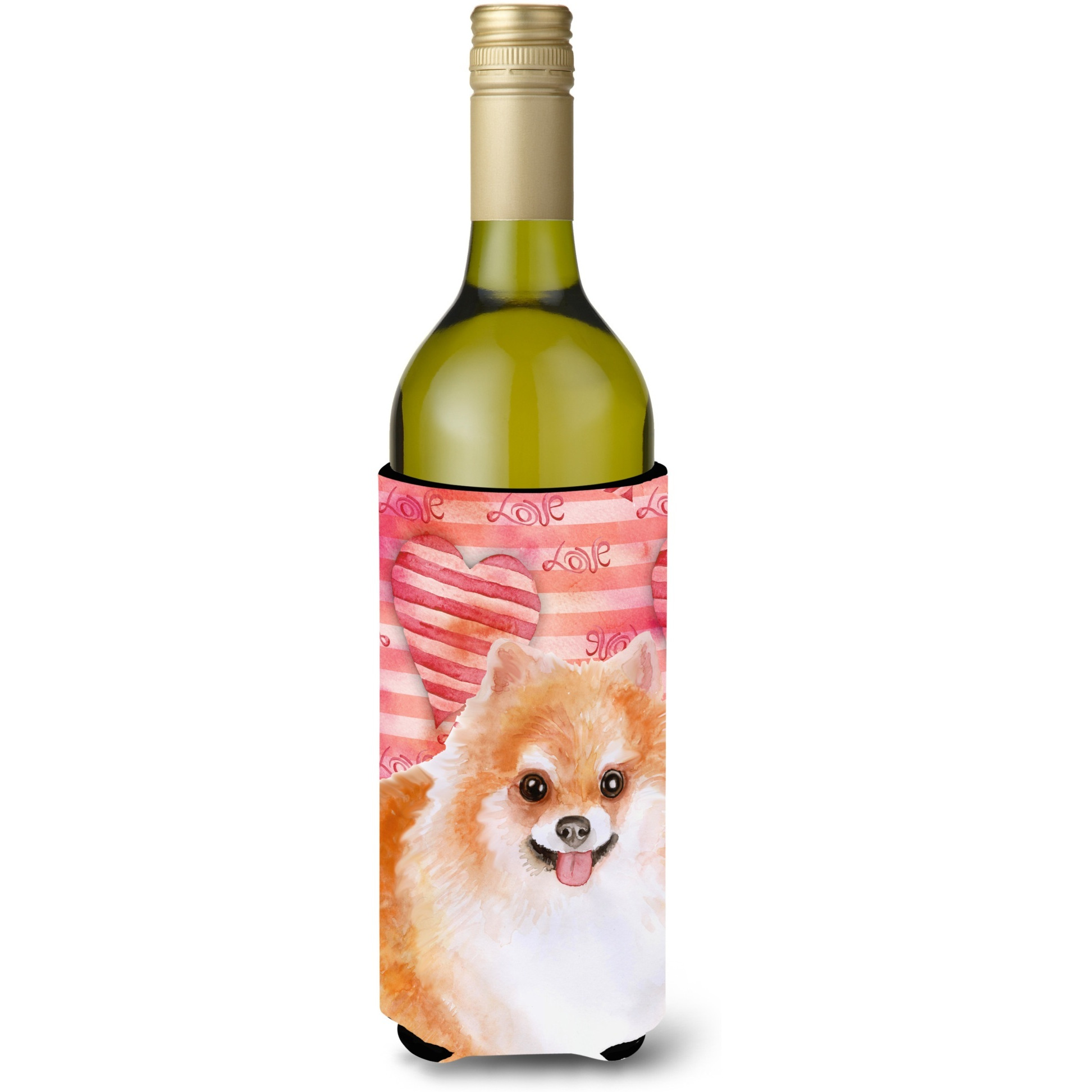 &quotCaroline's Treasures Pomeranian 2 Love Decorative Bottle Hugger, 750ml, Multicolor"