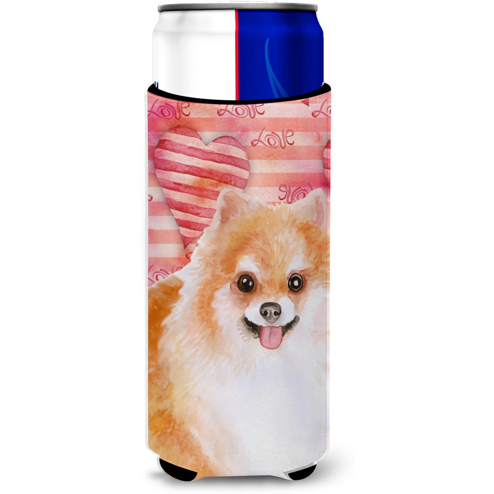 &quotCaroline's Treasures Pomeranian 2 Love Decorative Can Hugger, Slim, Multicolor"