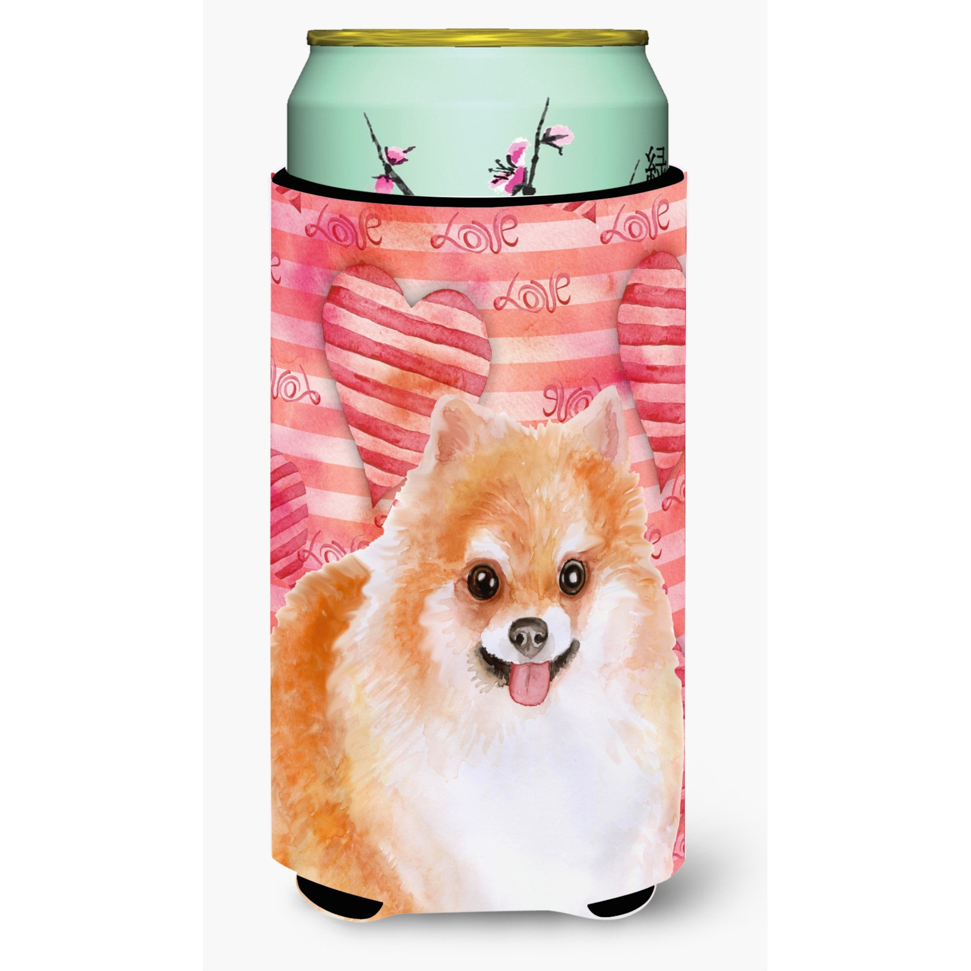 &quotCaroline's Treasures Pomeranian 2 Love Decorative Can Hugger, Tall Boy, Multicolor"
