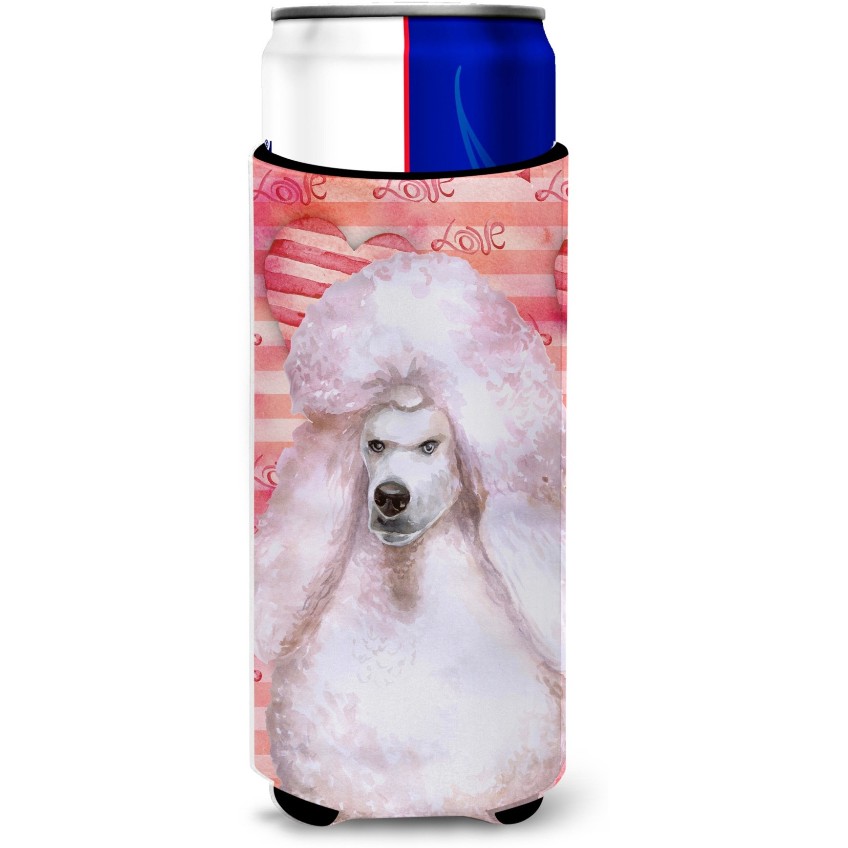 &quotCaroline's Treasures White Standard Poodle Love Decorative Can Hugger, Slim, Multicolor"