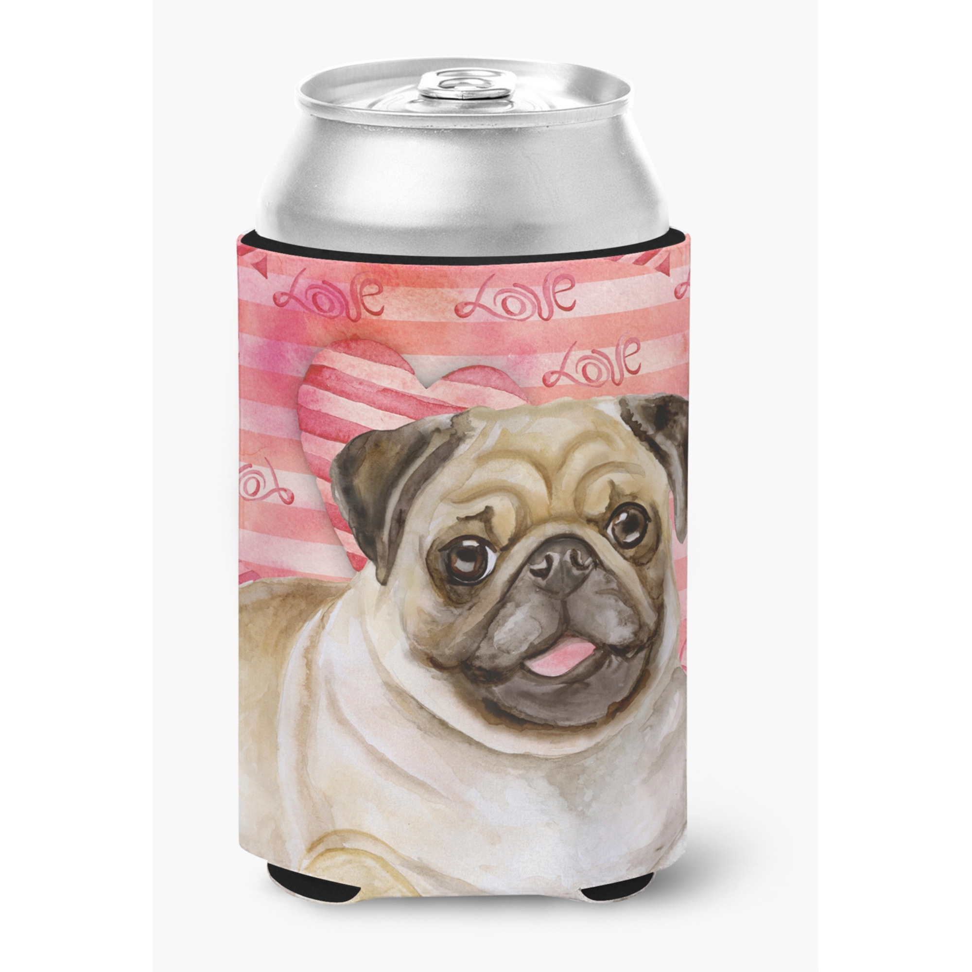 &quotCaroline's Treasures Fawn Pug Love Decorative Can Hugger, Multicolor"