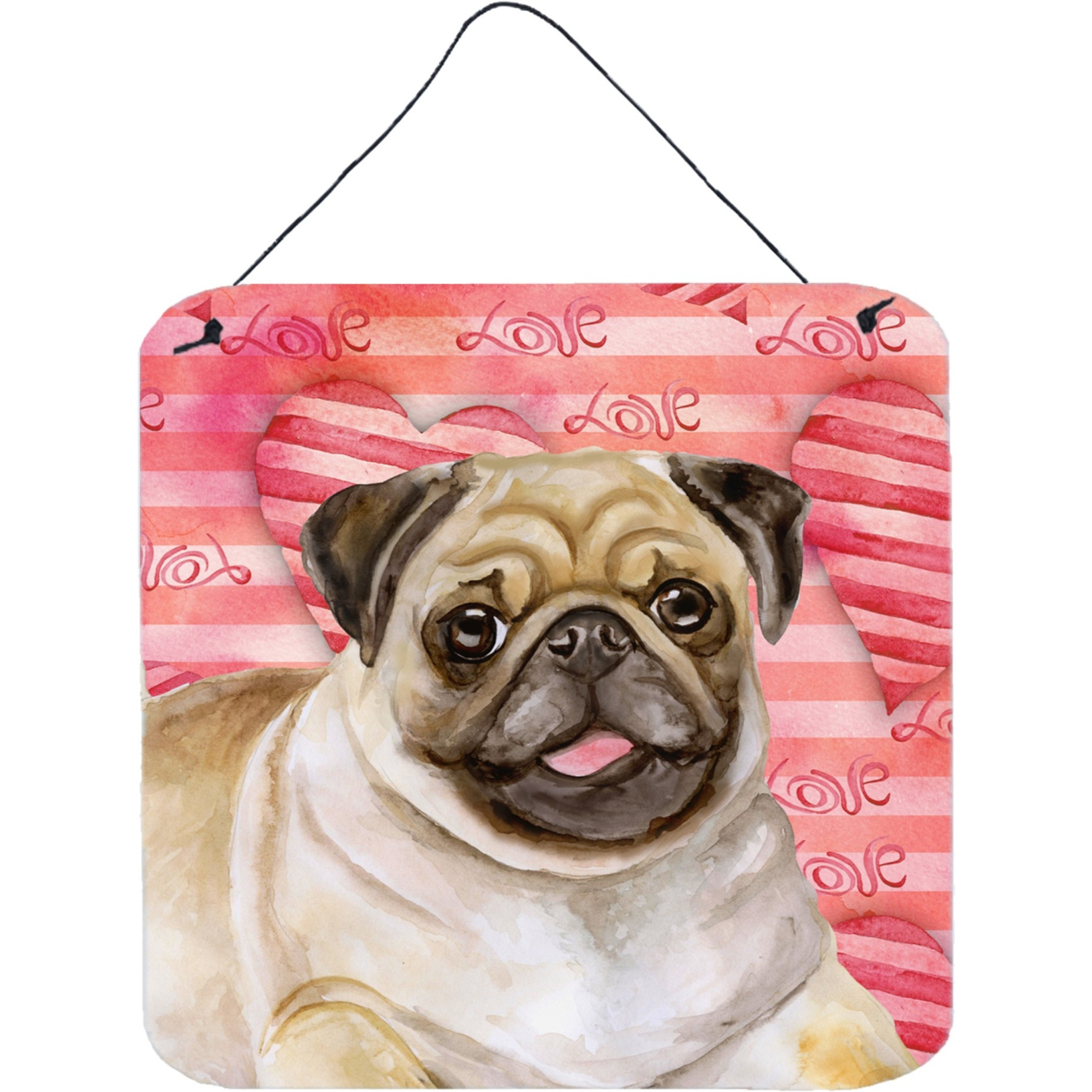 &quotCaroline's Treasures Fawn Pug Metal Print, 6h x 6w, Love is a Dog"