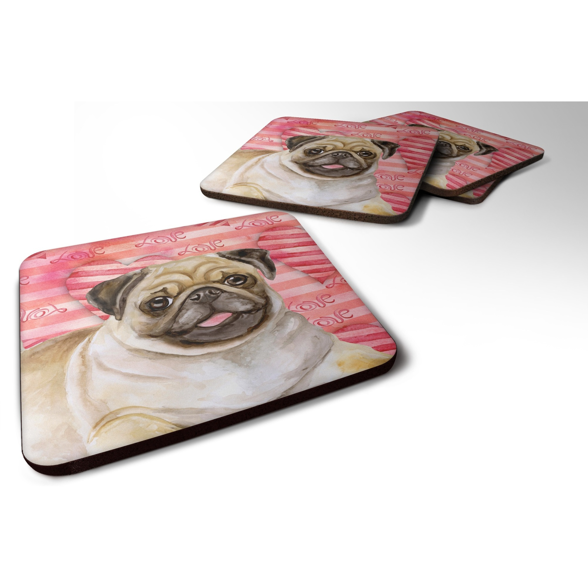 &quotCaroline's Treasures Fawn Pug Love Decorative coasters, Multicolor"