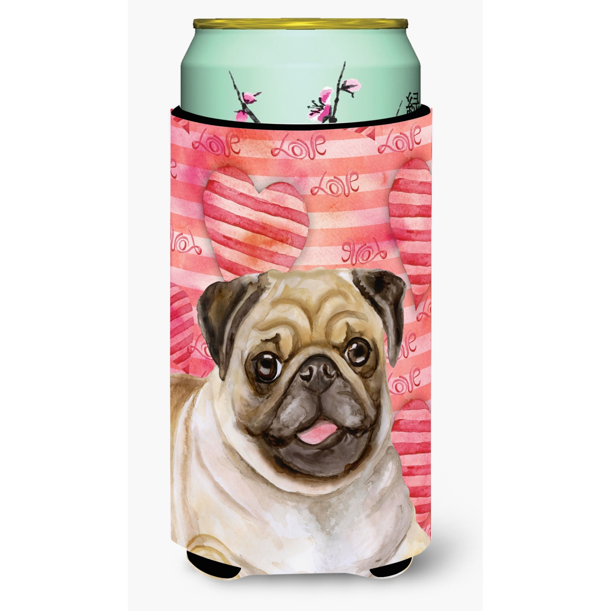 &quotCaroline's Treasures Fawn Pug Love Decorative Can Hugger, Tall Boy, Multicolor"