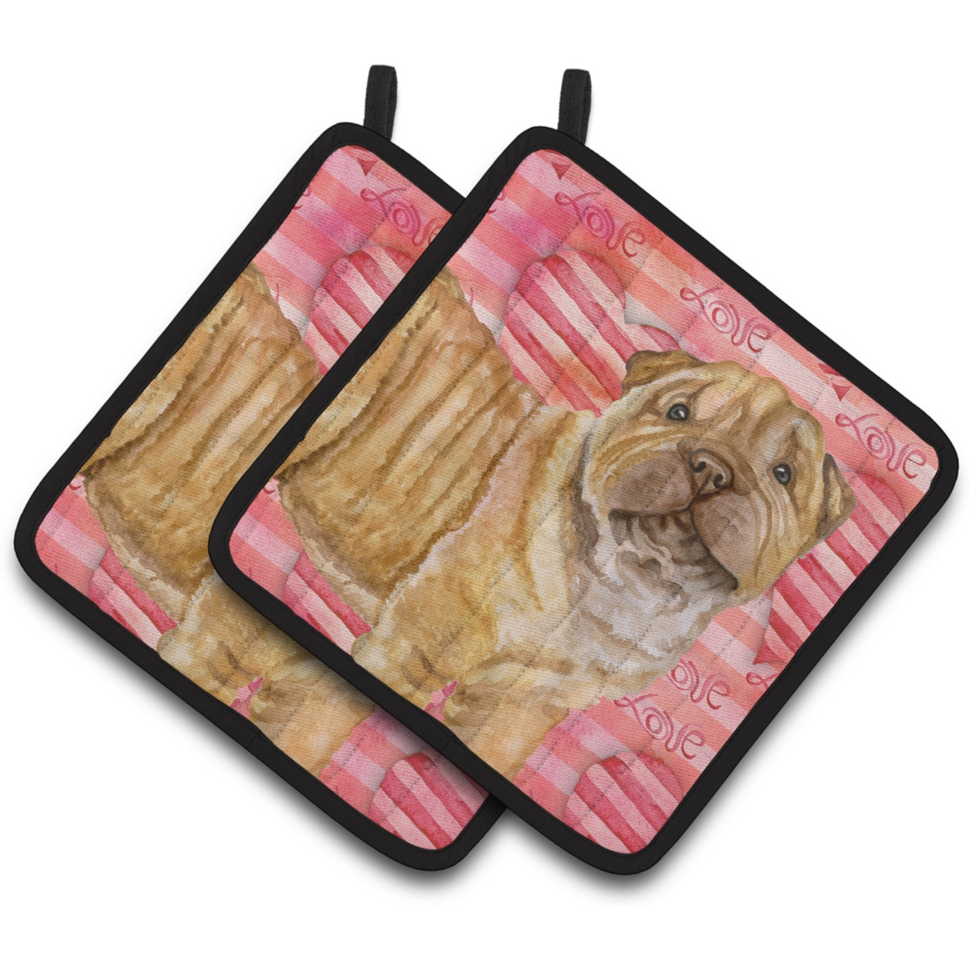 &quotCaroline's Treasures Shar Pei Puppy Decorated pot holder, 7.5H x 7.5W, Love is a Dog"