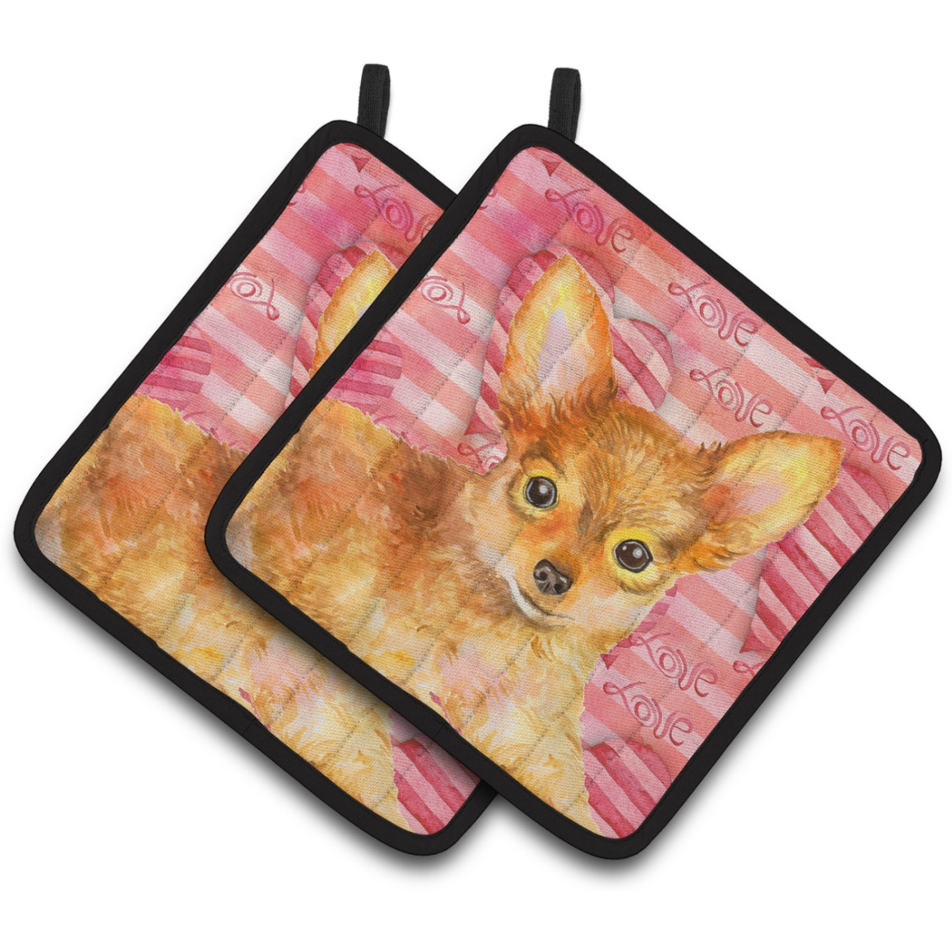 &quotCaroline's Treasures Toy Terrier Decorated pot holder, 7.5H x 7.5W, Love is a Dog"