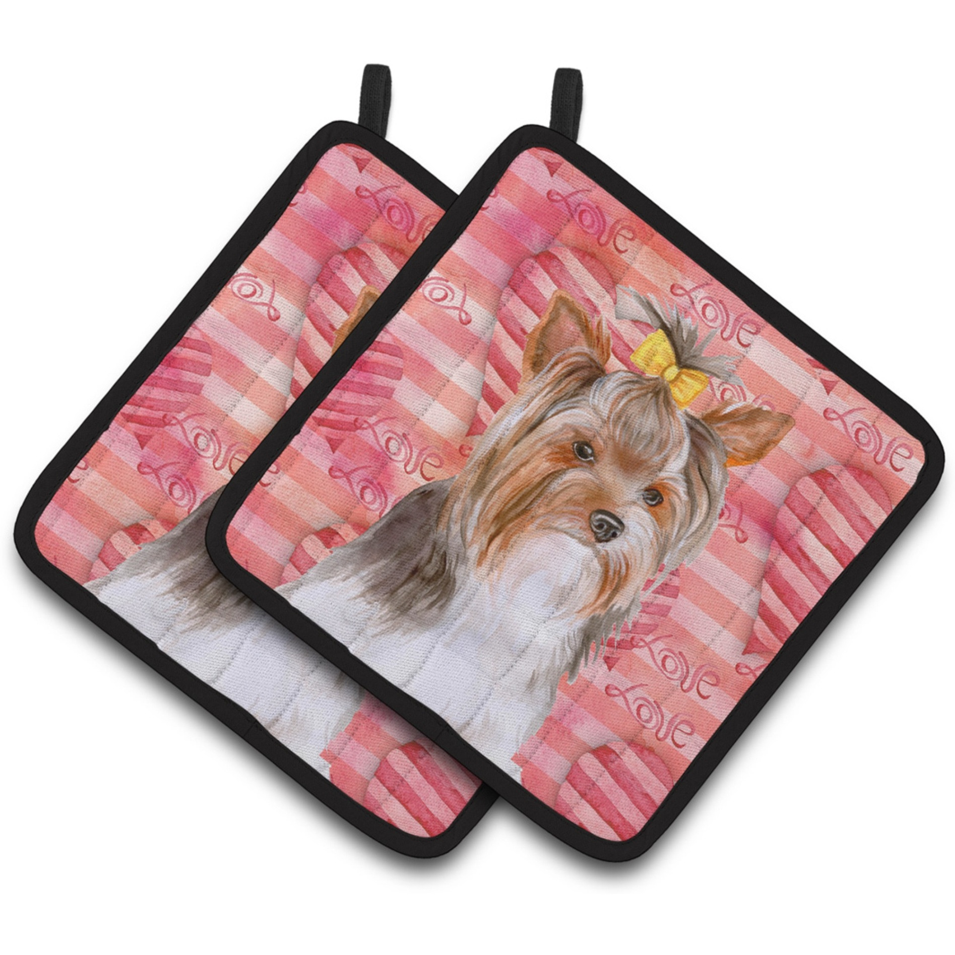 &quotCaroline's Treasures Yorkshire Terrier 2 Decorated pot holder, 7.5H x 7.5W, Love is a Dog"
