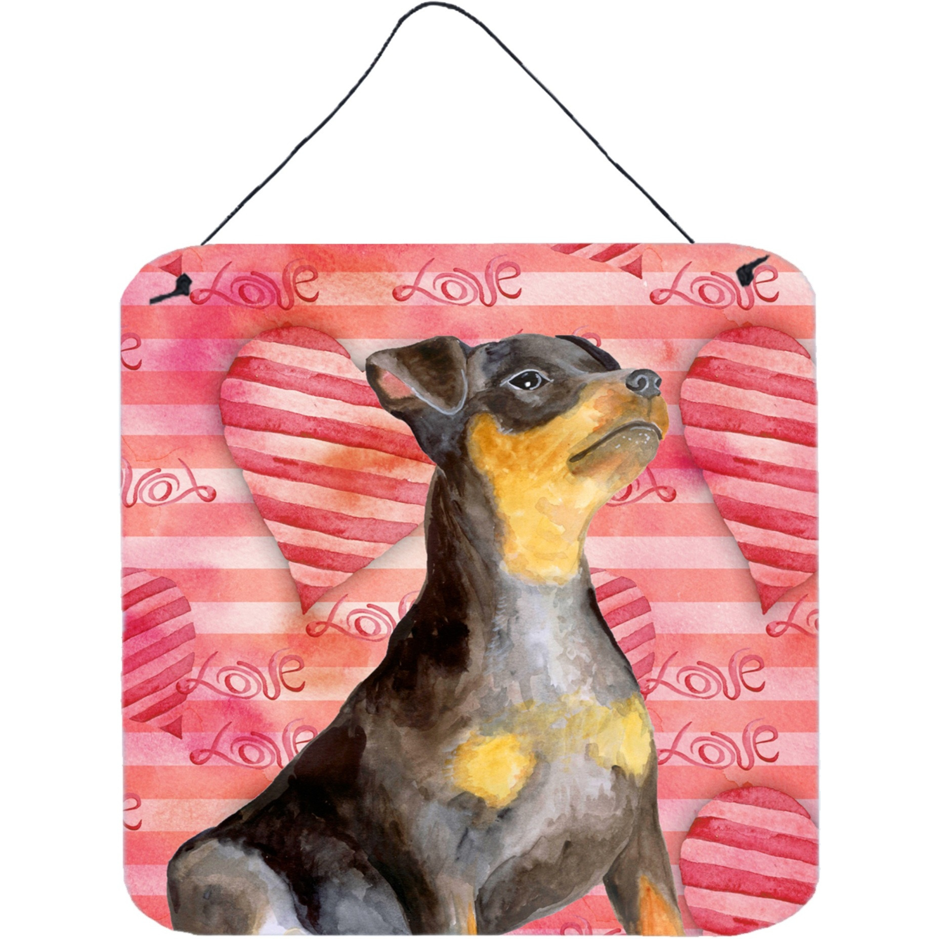 &quotCaroline's Treasures Miniature Pinscher 2 Metal Print, 6h x 6w, Love is a Dog"
