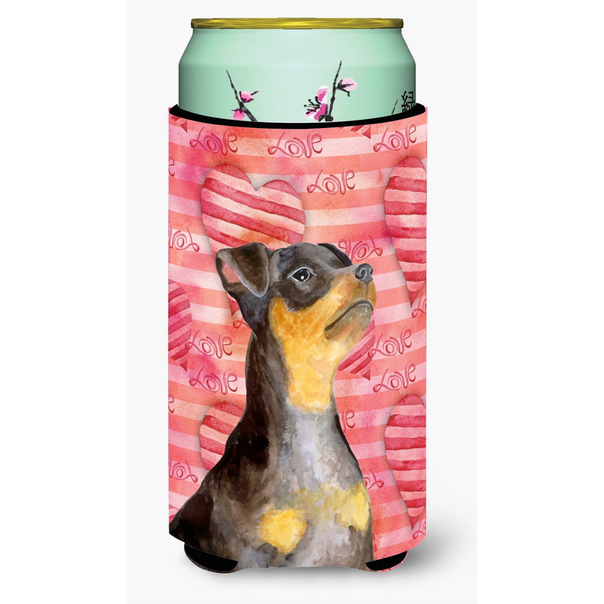 &quotCaroline's Treasures Miniature Pinscher 2 Love Decorative Can Hugger, Tall Boy, Multicolor"