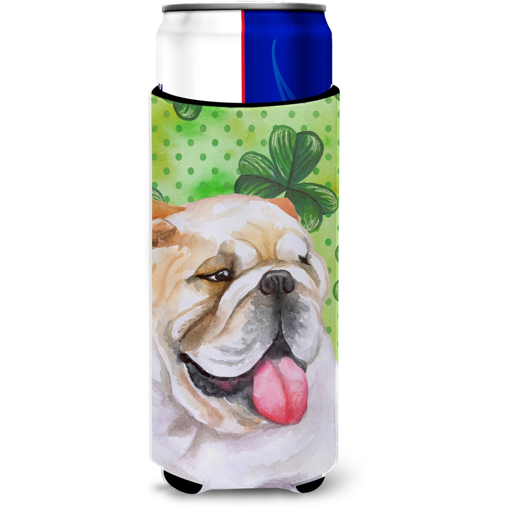 &quotCaroline's Treasures English Bulldog St Patrick's Decorative Can Hugger, Slim, Multicolor"