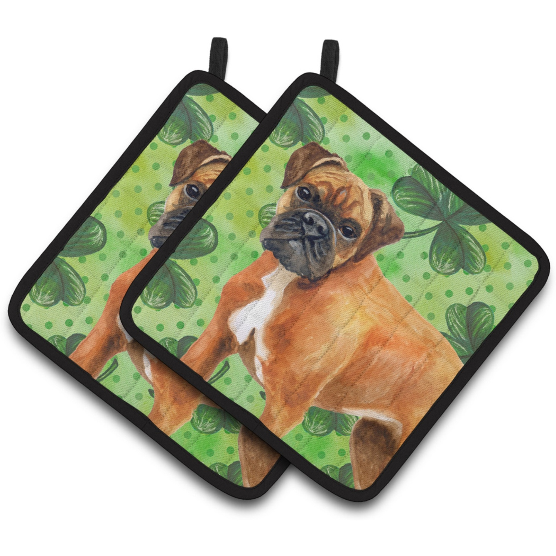 &quotCaroline's Treasures German Boxer Decorated pot holder, 7.5H x 7.5W, St Patrick's Day"