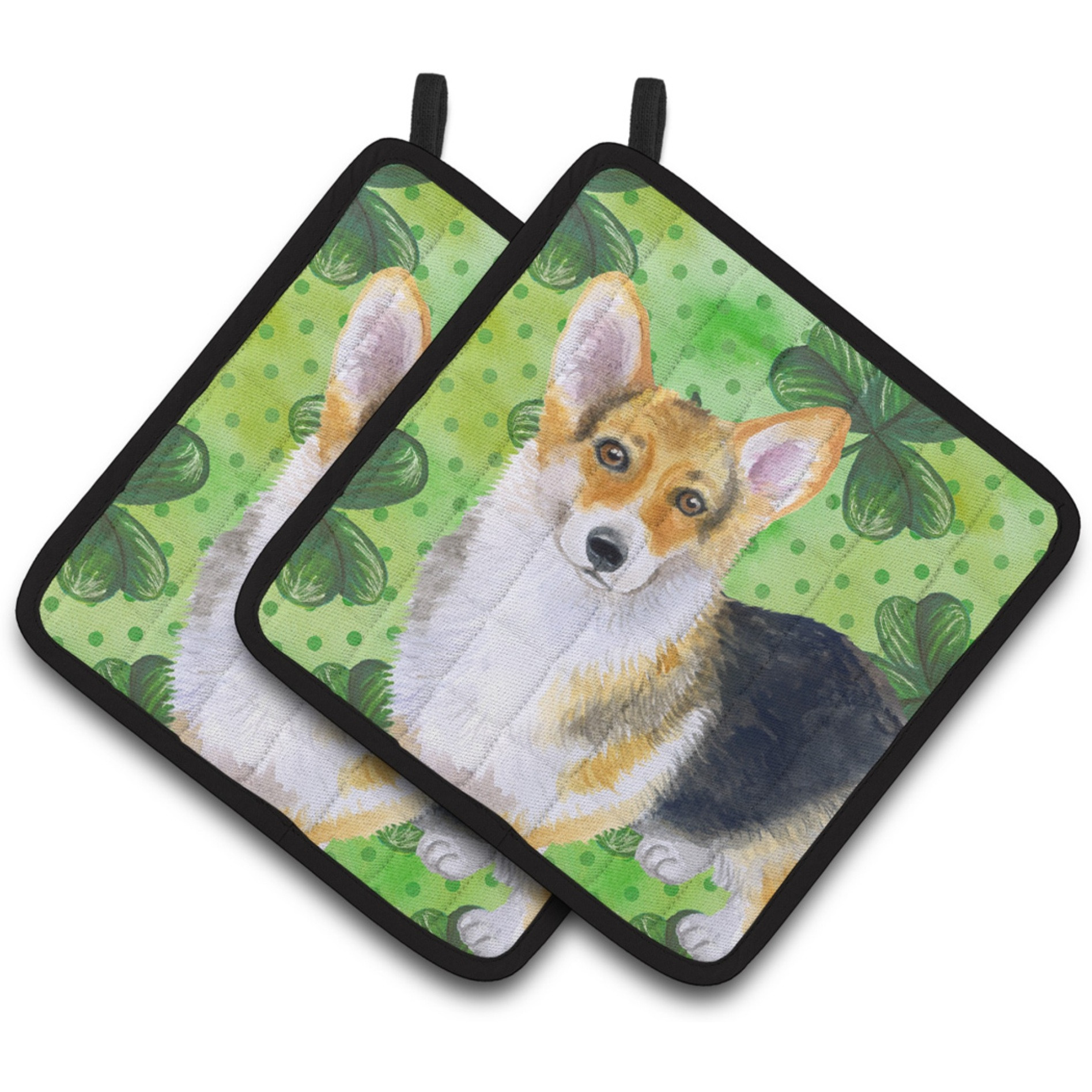 &quotCaroline's Treasures Pembroke Corgi Decorated pot holder, 7.5H x 7.5W, St Patrick's Day"