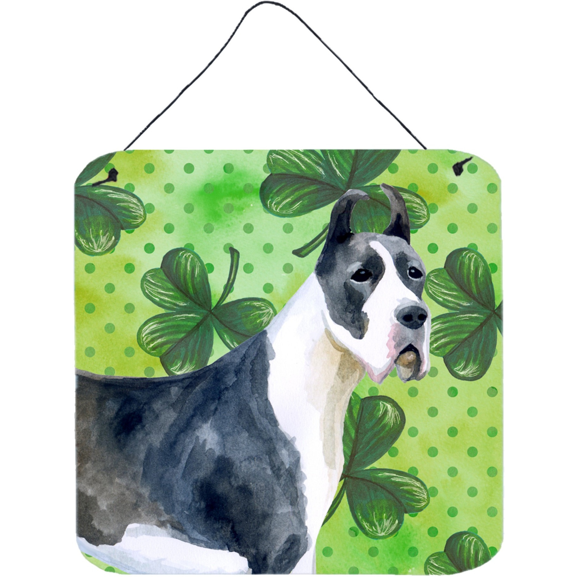 &quotCaroline's Treasures Harlequin Dane Metal Print, 6h x 6w, St Patrick's Day"