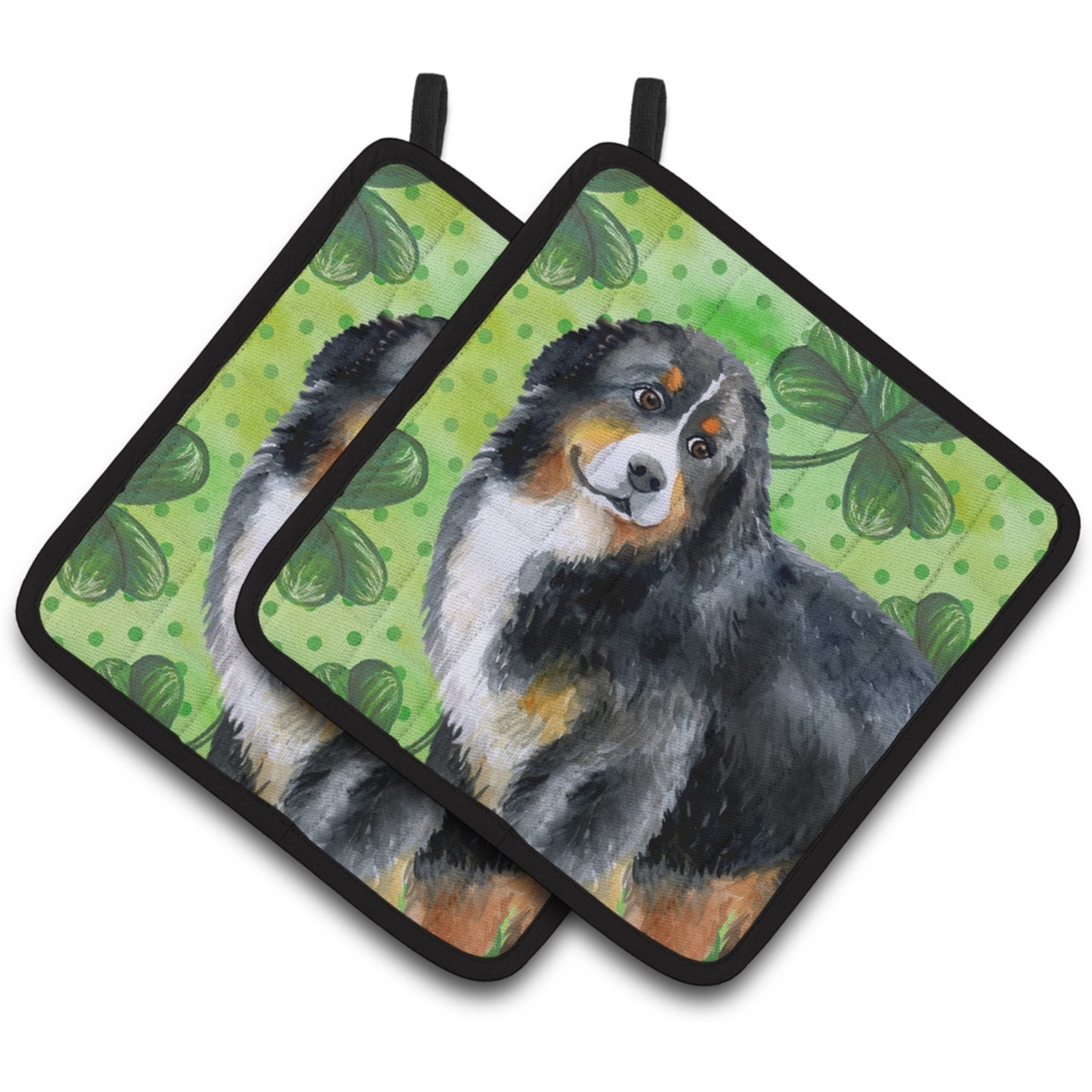 &quotCaroline's Treasures Bernese Mountain Dog Decorated pot holder, 7.5H x 7.5W, St Patrick's Day"
