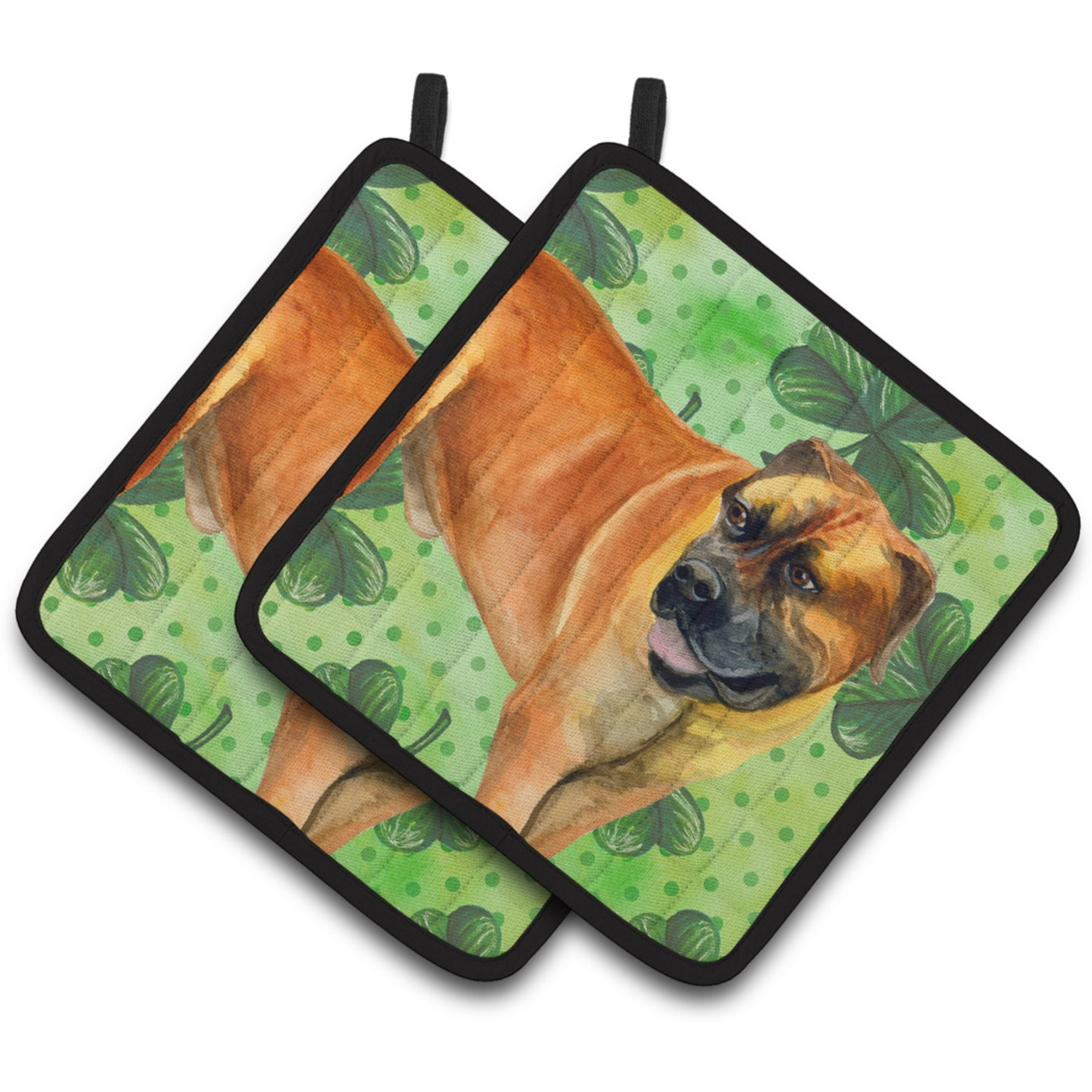 &quotCaroline's Treasures Boerboel Mastiff Decorated pot holder, 7.5H x 7.5W, St Patrick's Day"
