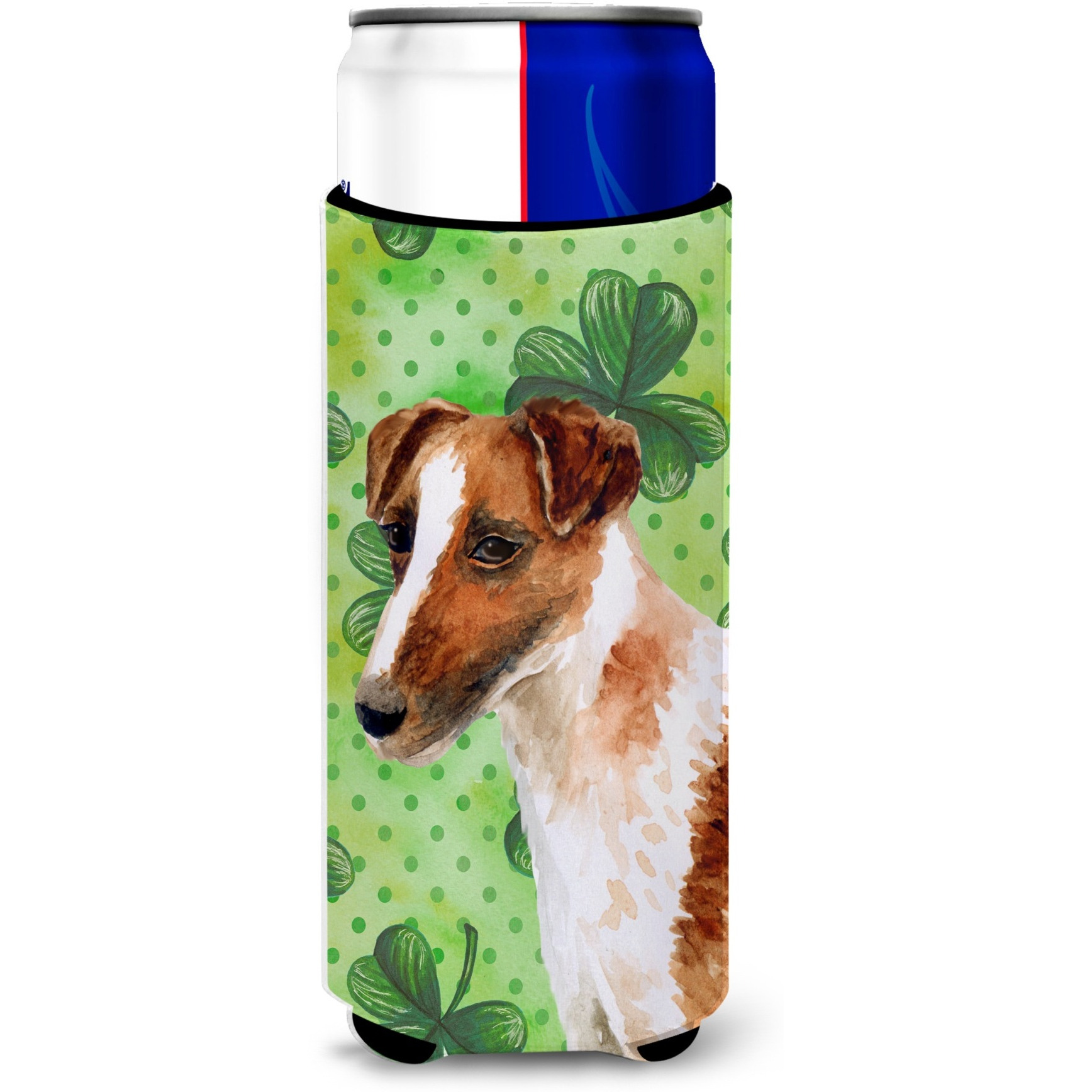 &quotCaroline's Treasures Smooth Fox Terrier St Patrick's Decorative Can Hugger, Slim, Multicolor"