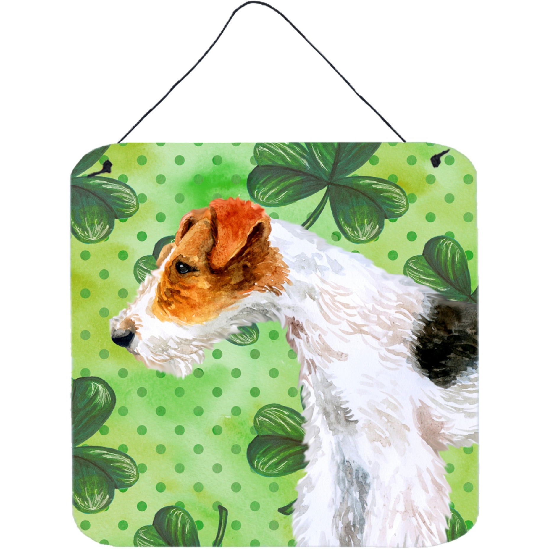 &quotCaroline's Treasures Fox Terrier Metal Print, 6h x 6w, St Patrick's Day"