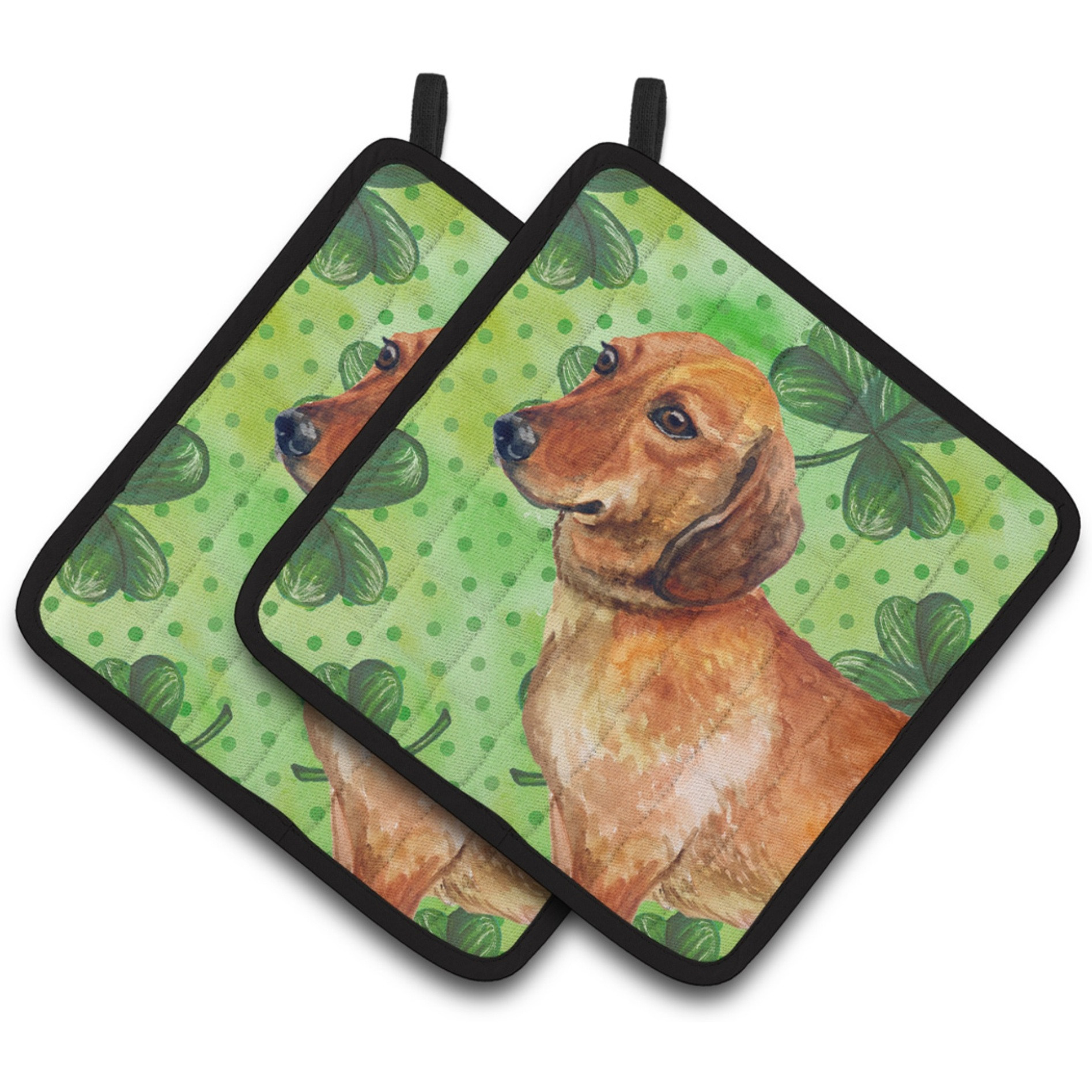 &quotCaroline's Treasures Dachshund Decorated pot holder, 7.5H x 7.5W, St Patrick's Day"