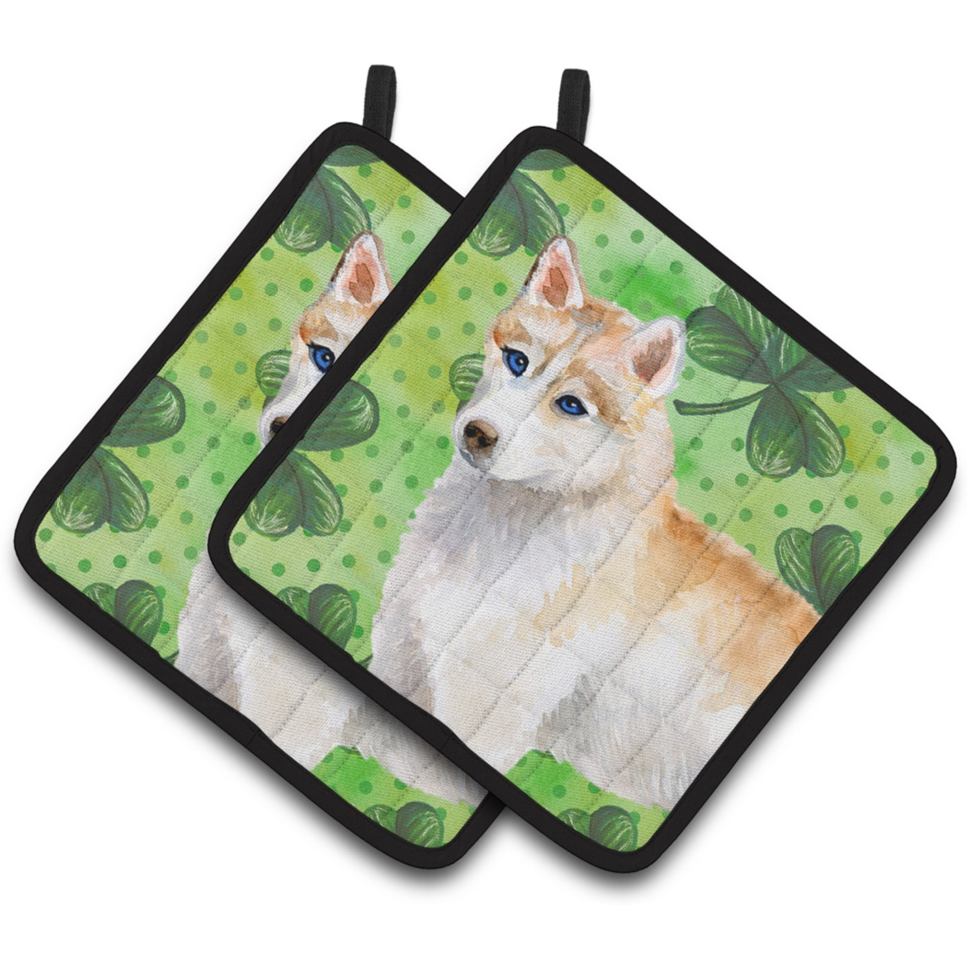 &quotCaroline's Treasures Siberian Husky Decorated pot holder, 7.5H x 7.5W, St Patrick's Day"