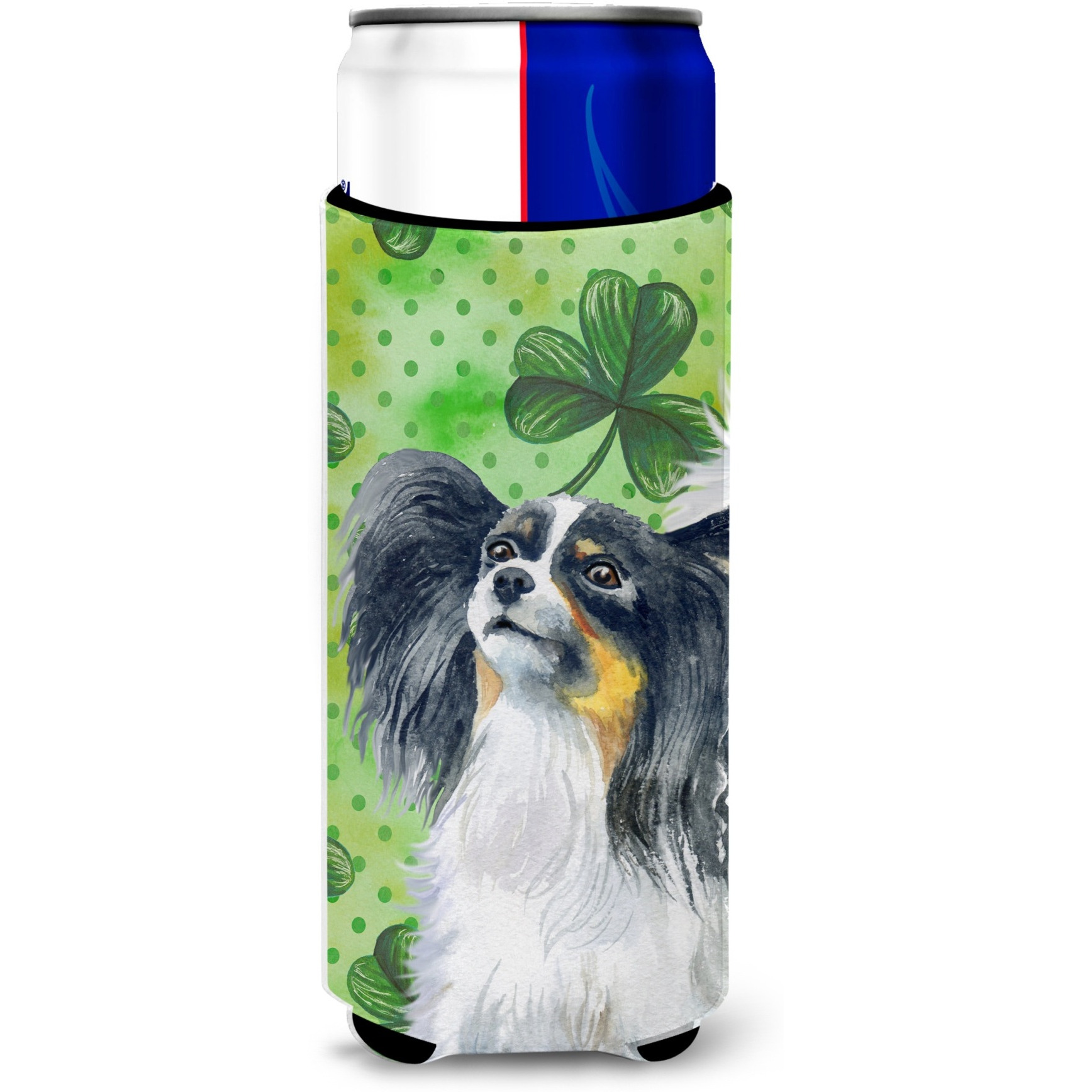 &quotCaroline's Treasures Papillon St Patrick's Decorative Can Hugger, Slim, Multicolor"