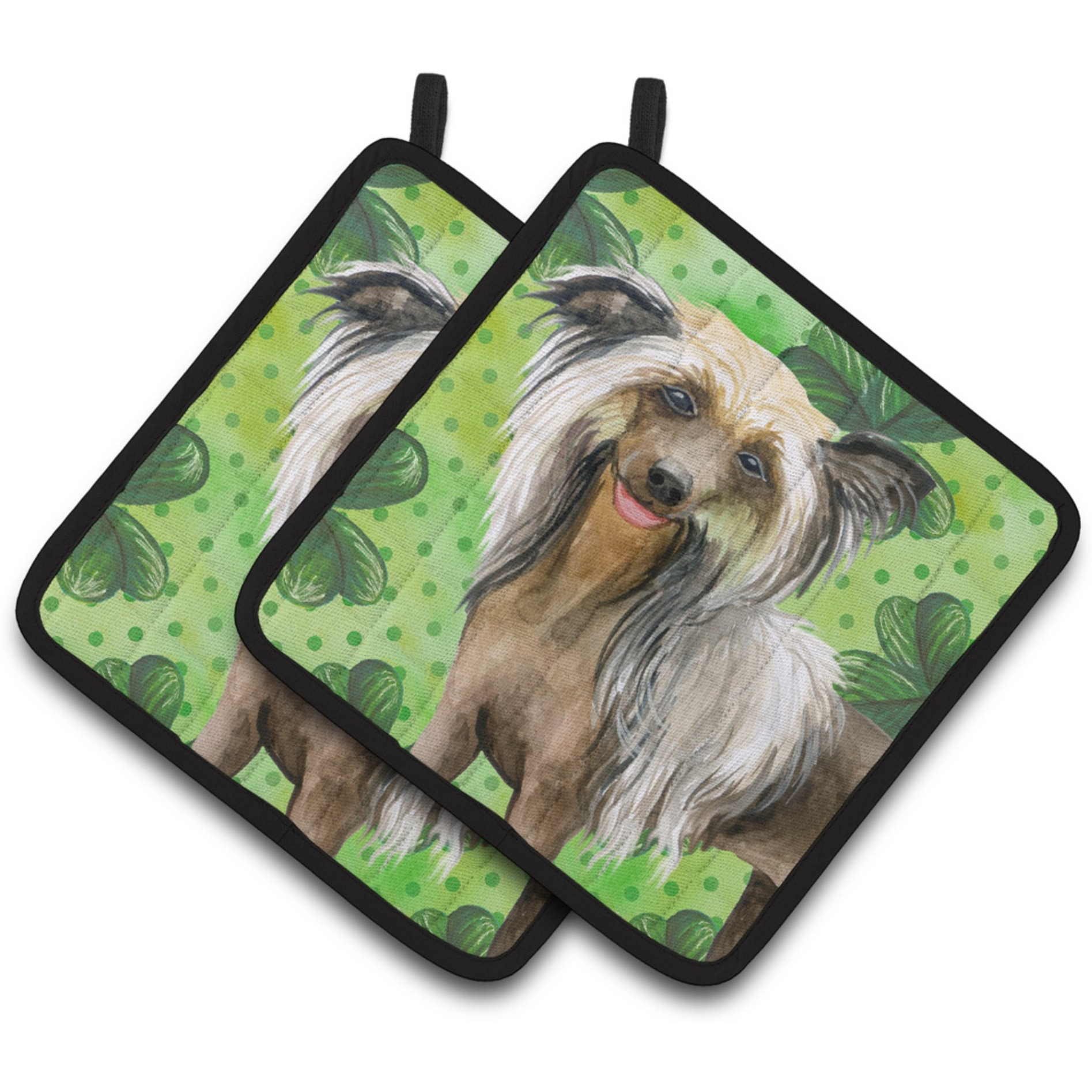 &quotCaroline's Treasures Chinese Crested Decorated pot holder, 7.5H x 7.5W, St Patrick's Day"