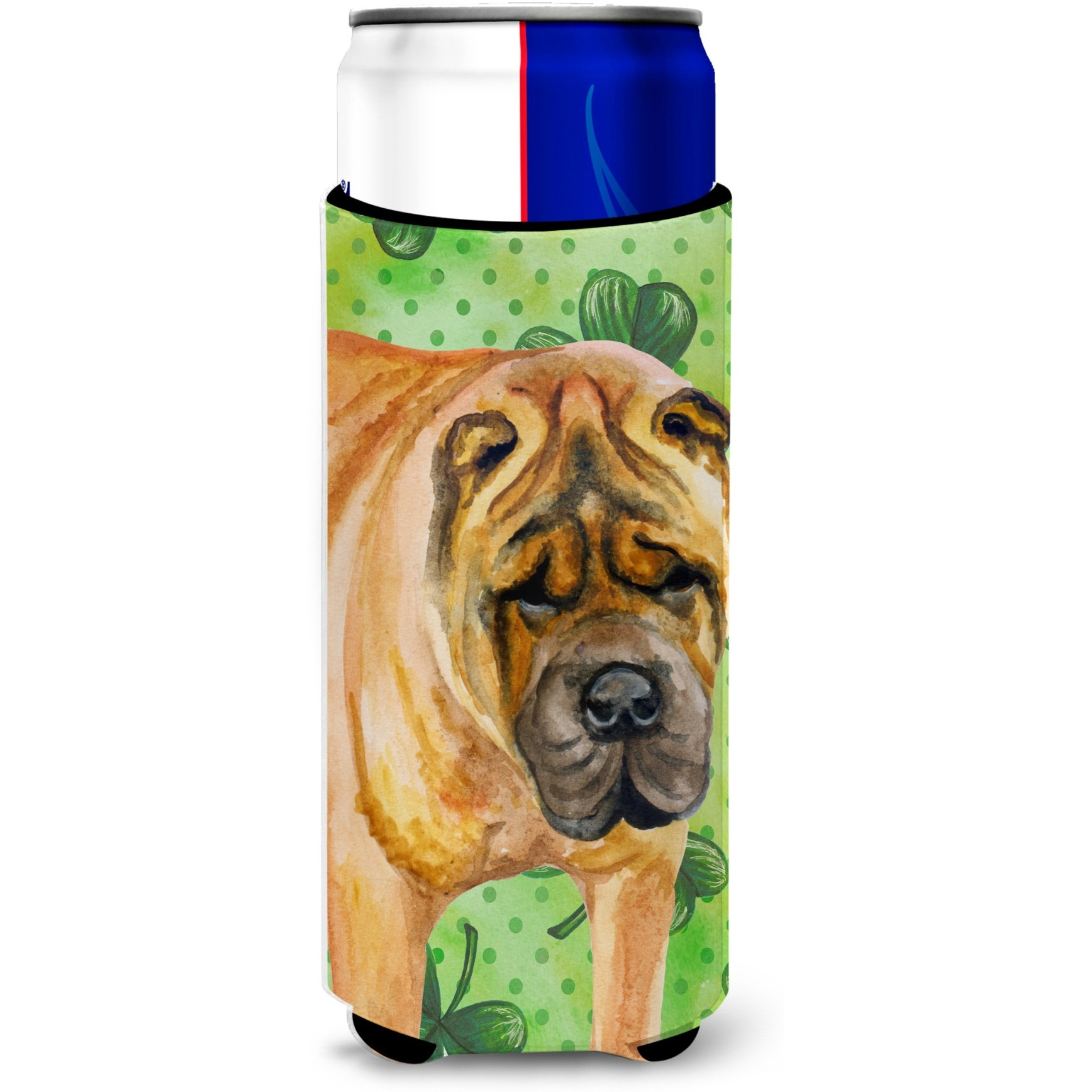 &quotCaroline's Treasures Shar Pei St Patrick's Decorative Can Hugger, Slim, Multicolor"