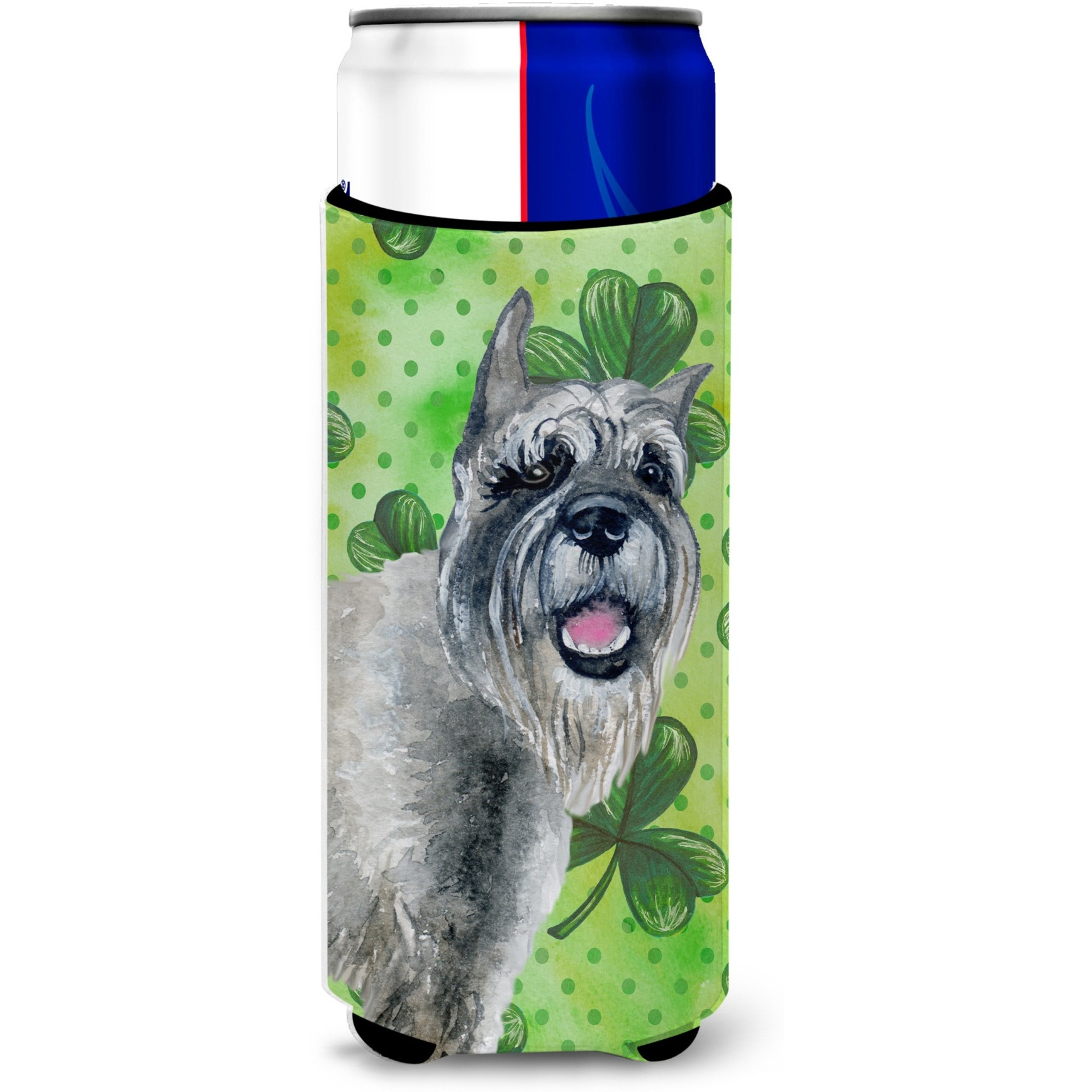 &quotCaroline's Treasures Schnauzer St Patrick's Decorative Can Hugger, Slim, Multicolor"