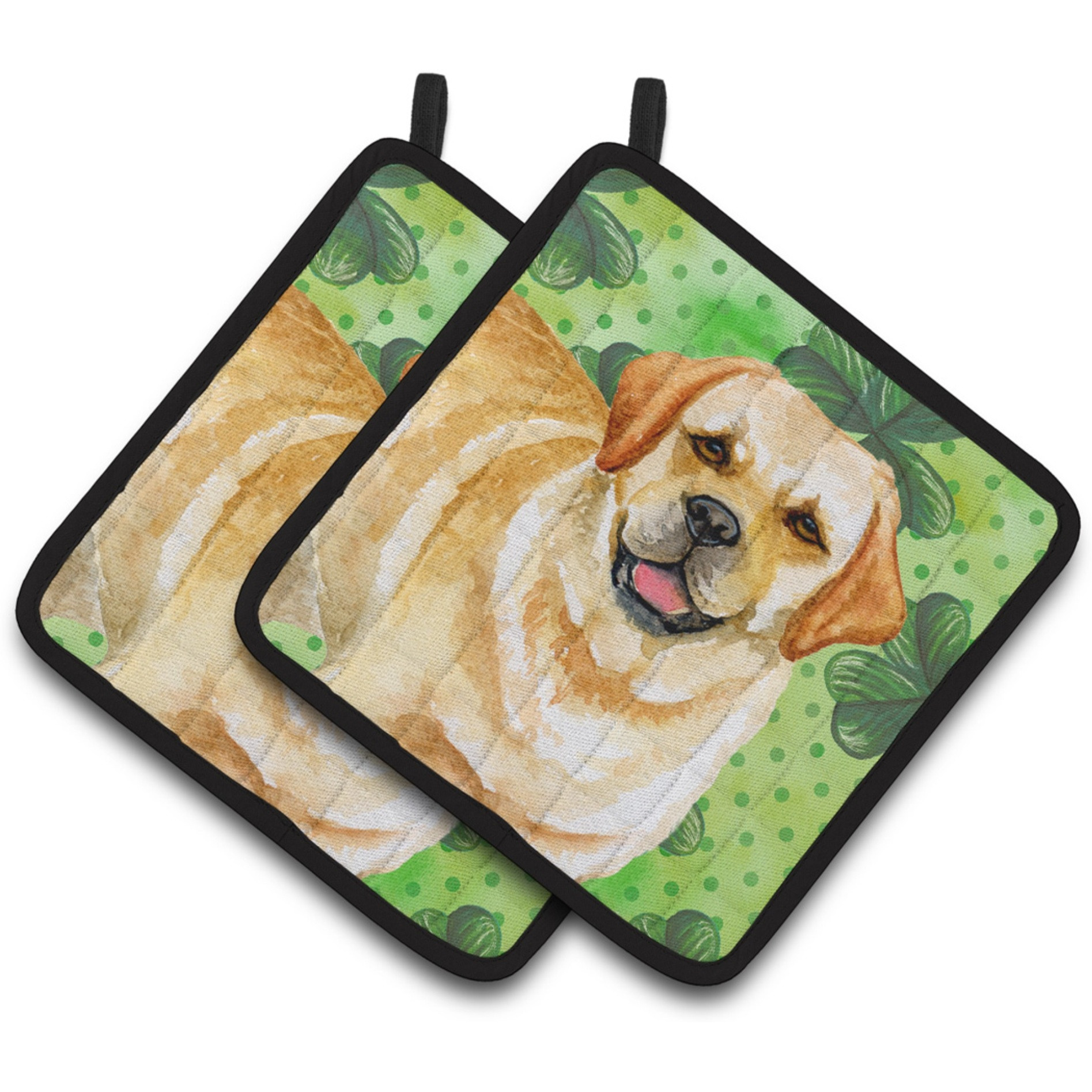 &quotCaroline's Treasures Golden Retriever Decorated pot holder, 7.5H x 7.5W, St Patrick's Day"