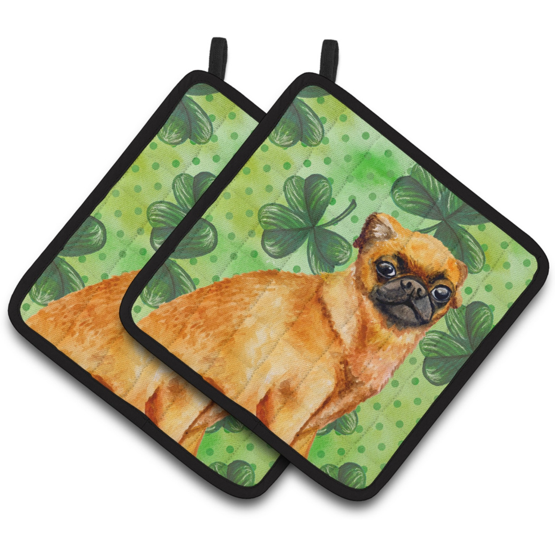 &quotCaroline's Treasures Small Brabant Griffon Decorated pot holder, 7.5H x 7.5W, St Patrick's Day"