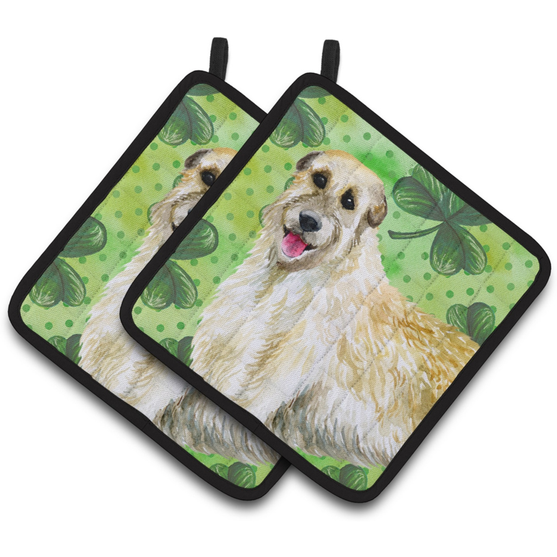 &quotCaroline's Treasures Irish Wolfhound Decorated pot holder, 7.5H x 7.5W, St Patrick's Day"