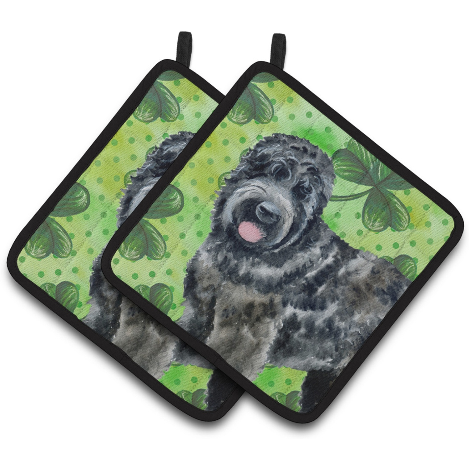 &quotCaroline's Treasures Black Russian Terrier Decorated pot holder, 7.5H x 7.5W, St Patrick's Day"