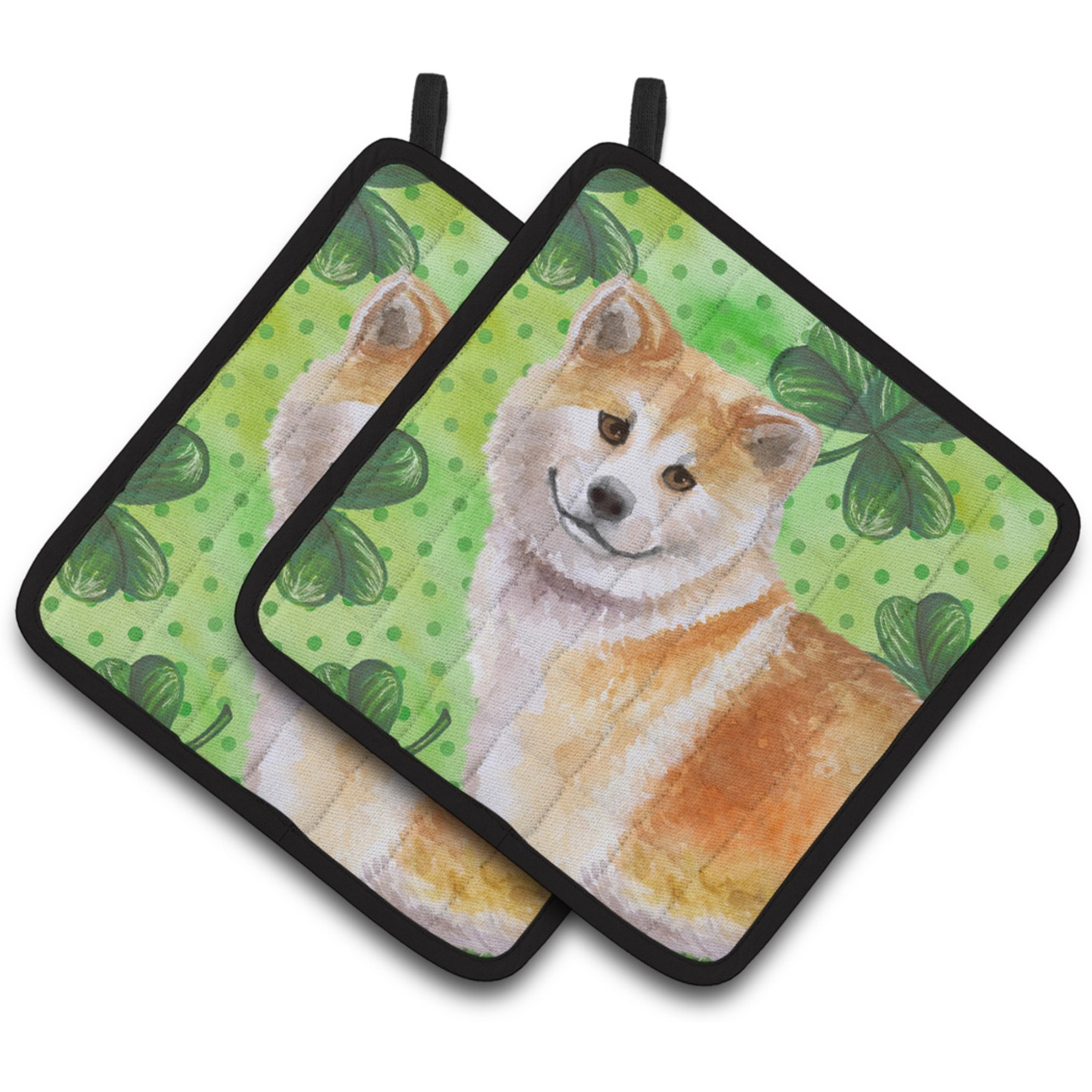 &quotCaroline's Treasures Shiba Inu Decorated pot holder, 7.5H x 7.5W, St Patrick's Day"