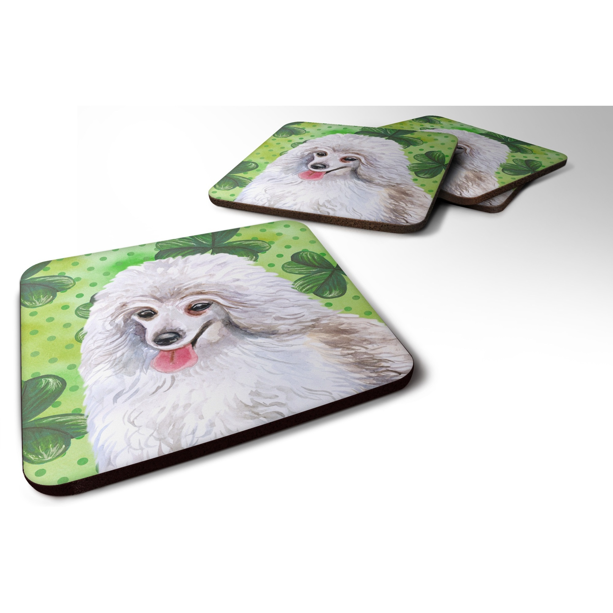 &quotCaroline's Treasures Medium White Poodle St Patrick's Decorative coasters, Multicolor"