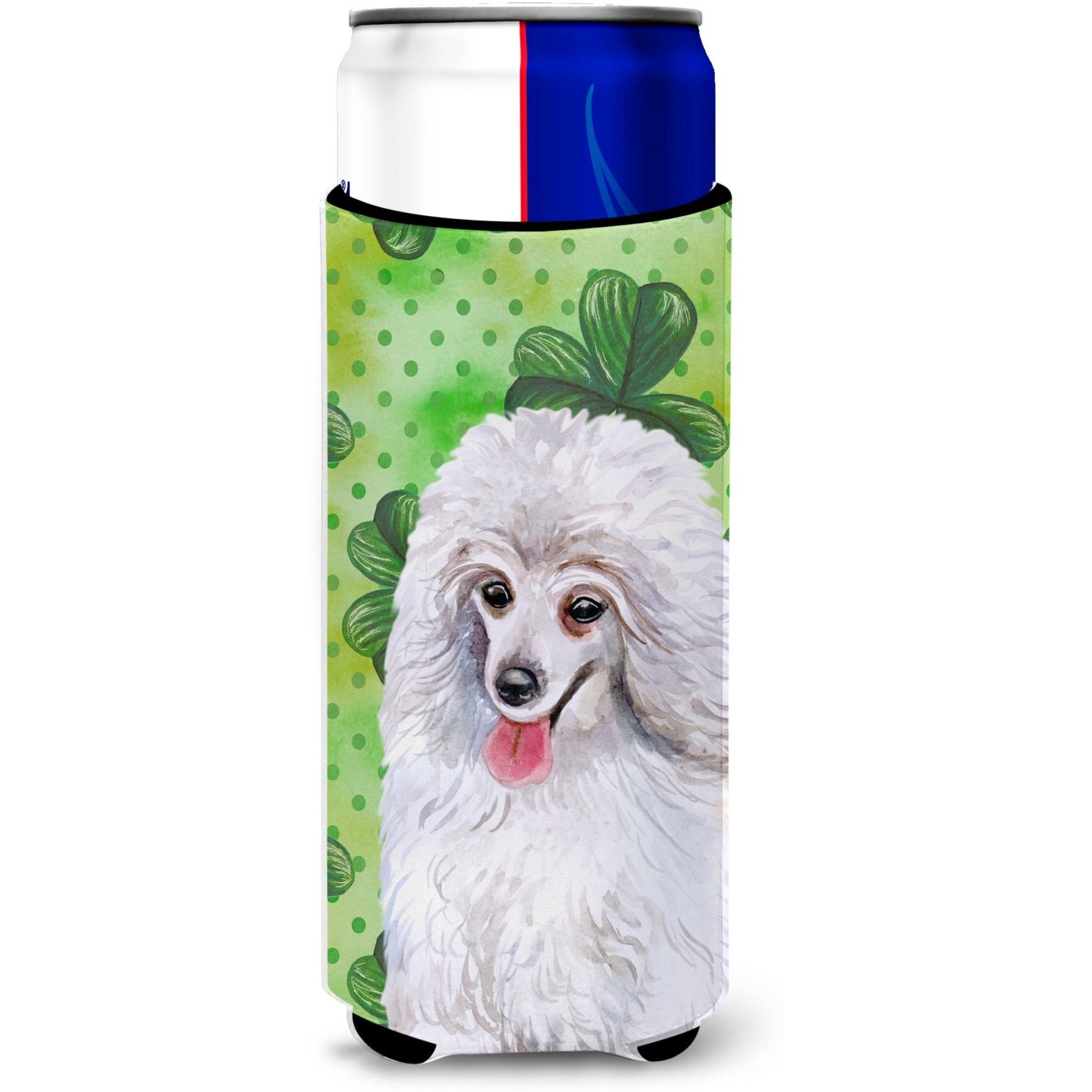 &quotCaroline's Treasures Medium White Poodle St Patrick's Decorative Can Hugger, Slim, Multicolor"