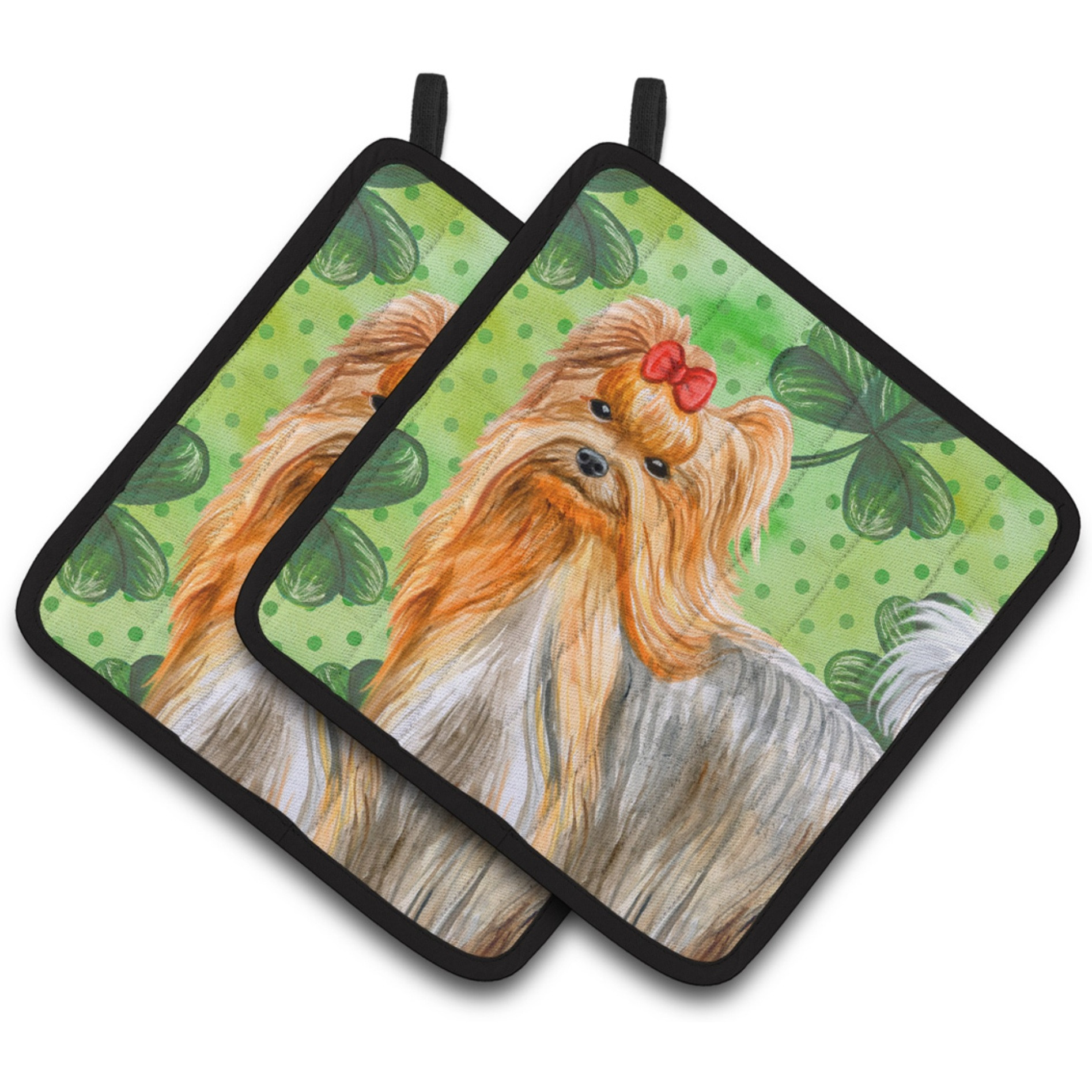 &quotCaroline's Treasures Yorkshire Terrier Decorated pot holder, 7.5H x 7.5W, St Patrick's Day"