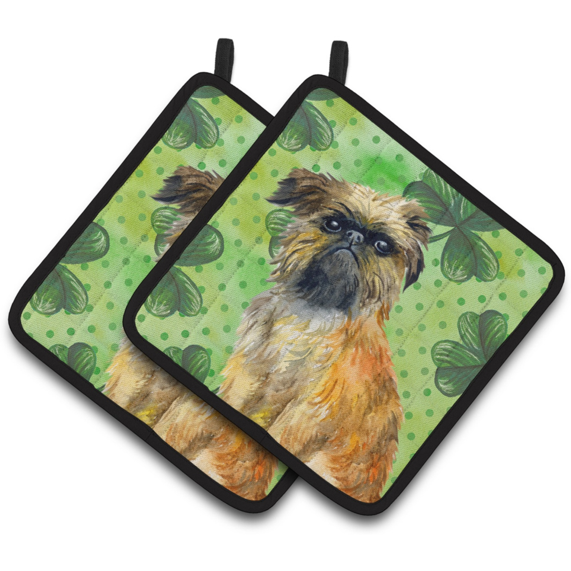 &quotCaroline's Treasures Brussels Griffon Decorated pot holder, 7.5H x 7.5W, St Patrick's Day"