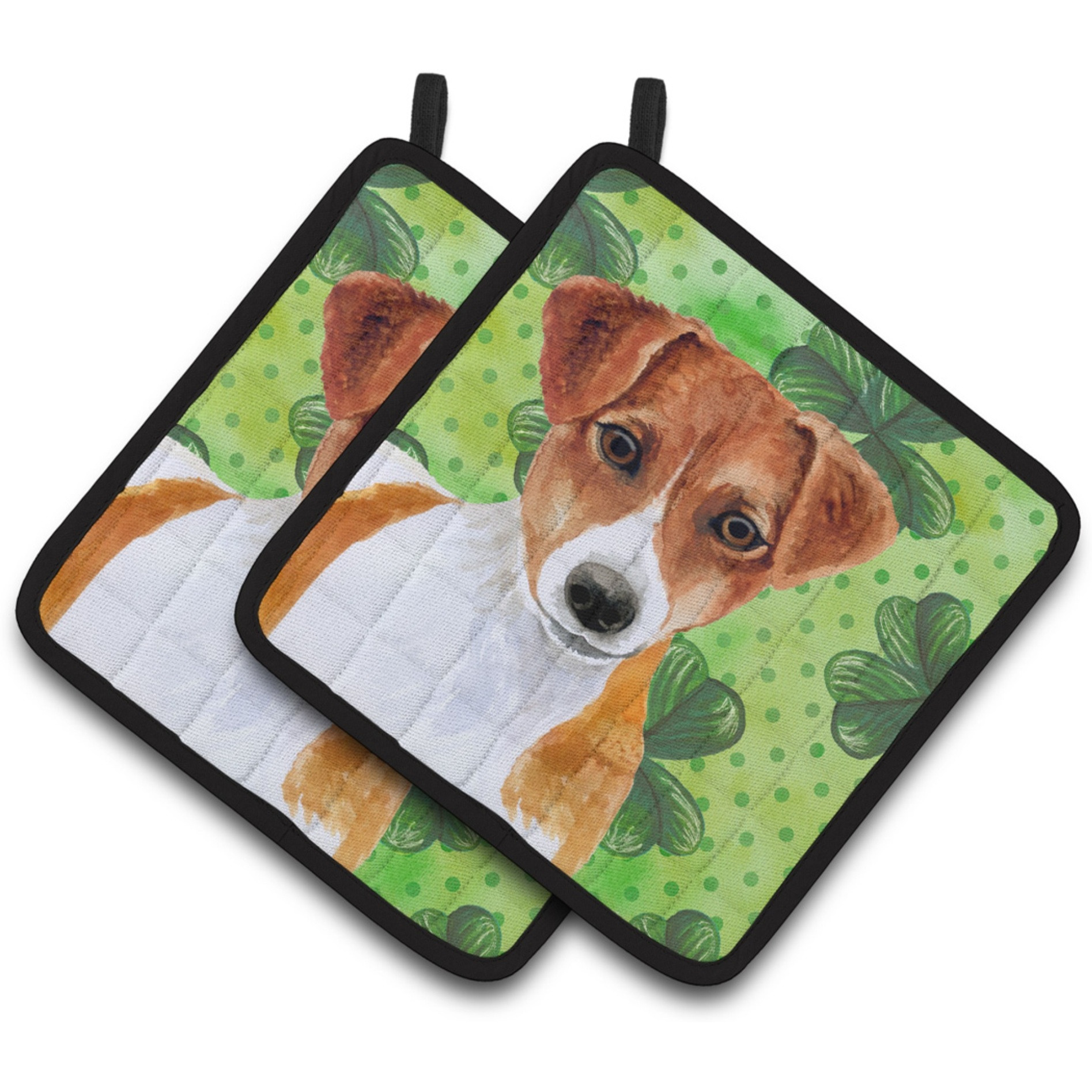 &quotCaroline's Treasures Jack Russell Terrier Decorated pot holder, 7.5H x 7.5W, St Patrick's Day"