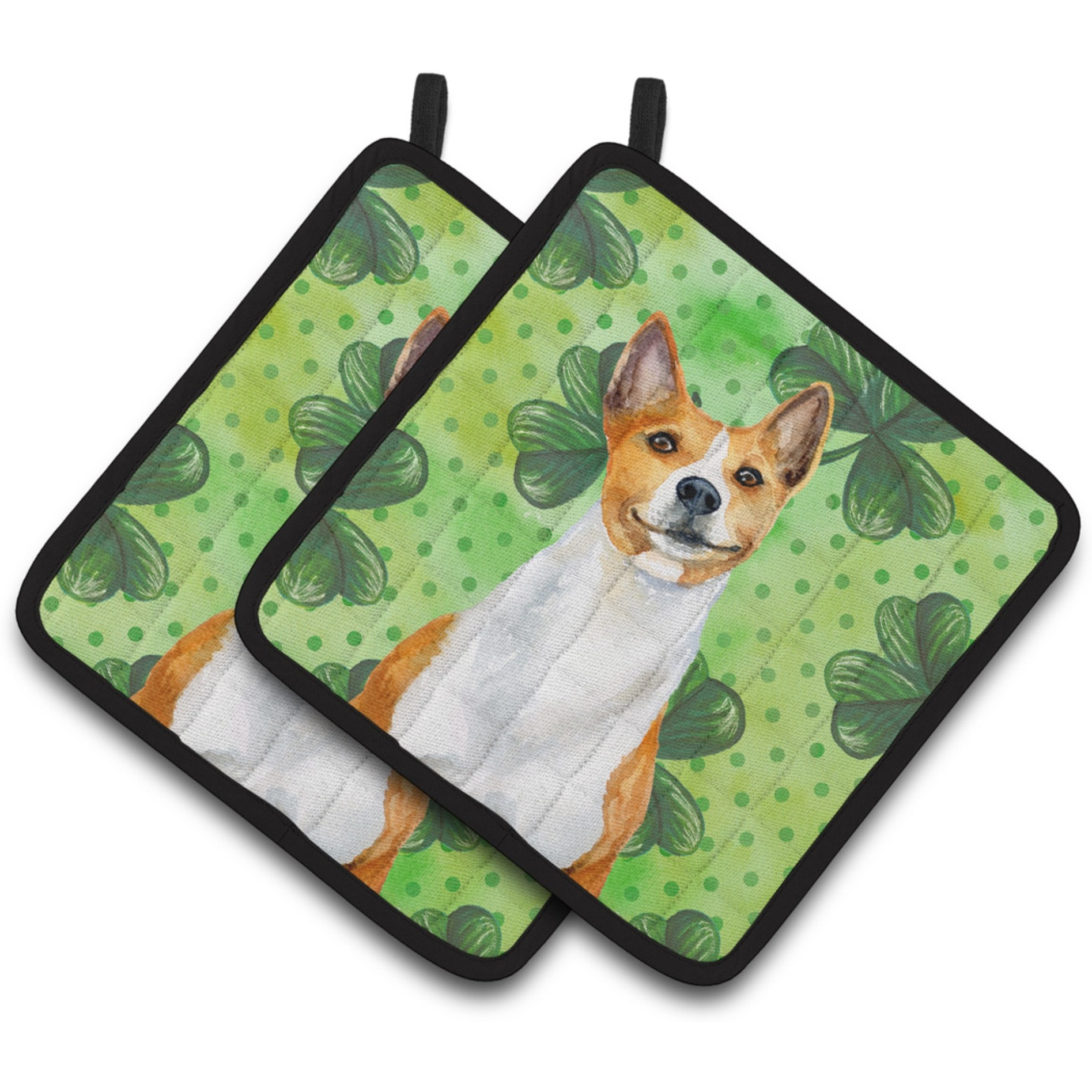 &quotCaroline's Treasures Basenji Decorated pot holder, 7.5H x 7.5W, St Patrick's Day"