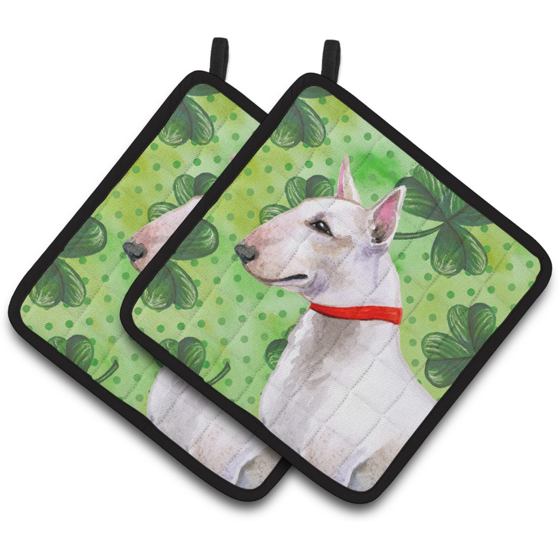 &quotCaroline's Treasures Bull Terrier Decorated pot holder, 7.5H x 7.5W, St Patrick's Day"
