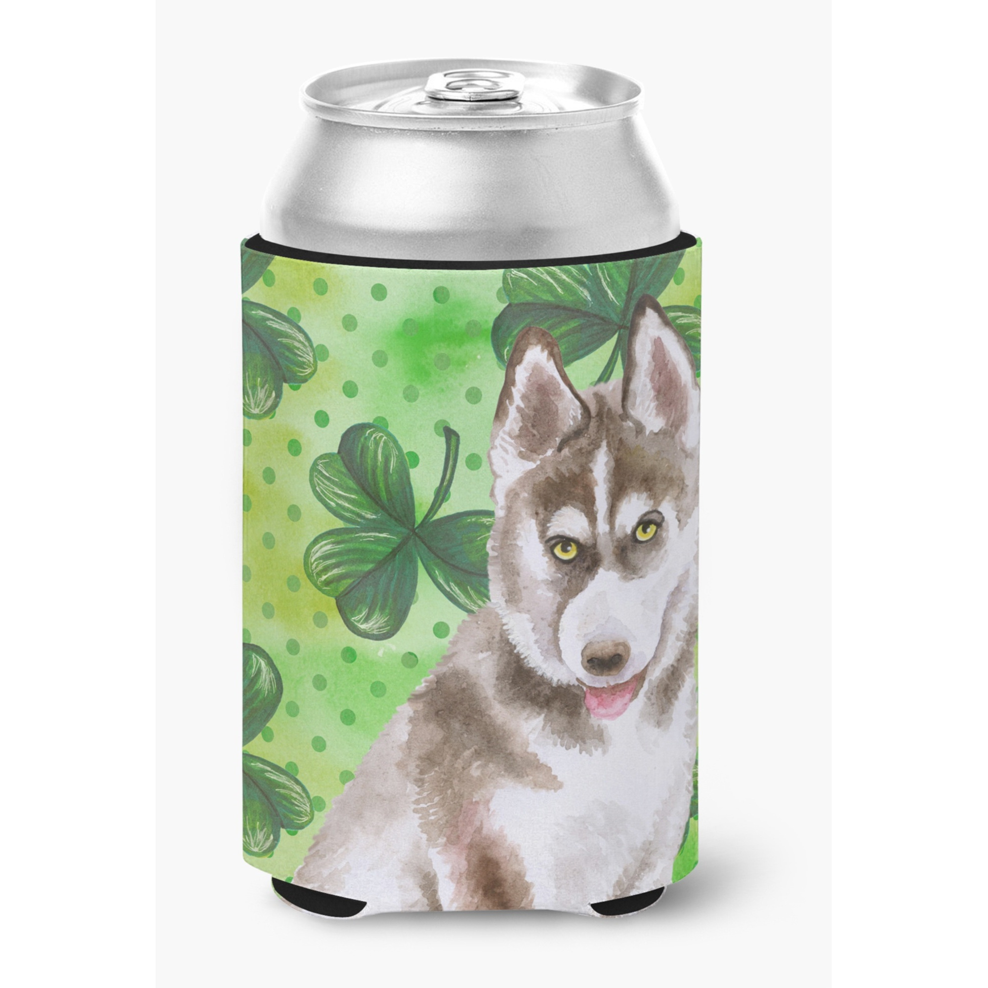 &quotCaroline's Treasures Siberian Husky Grey St Patrick's Decorative Can Hugger, Multicolor"