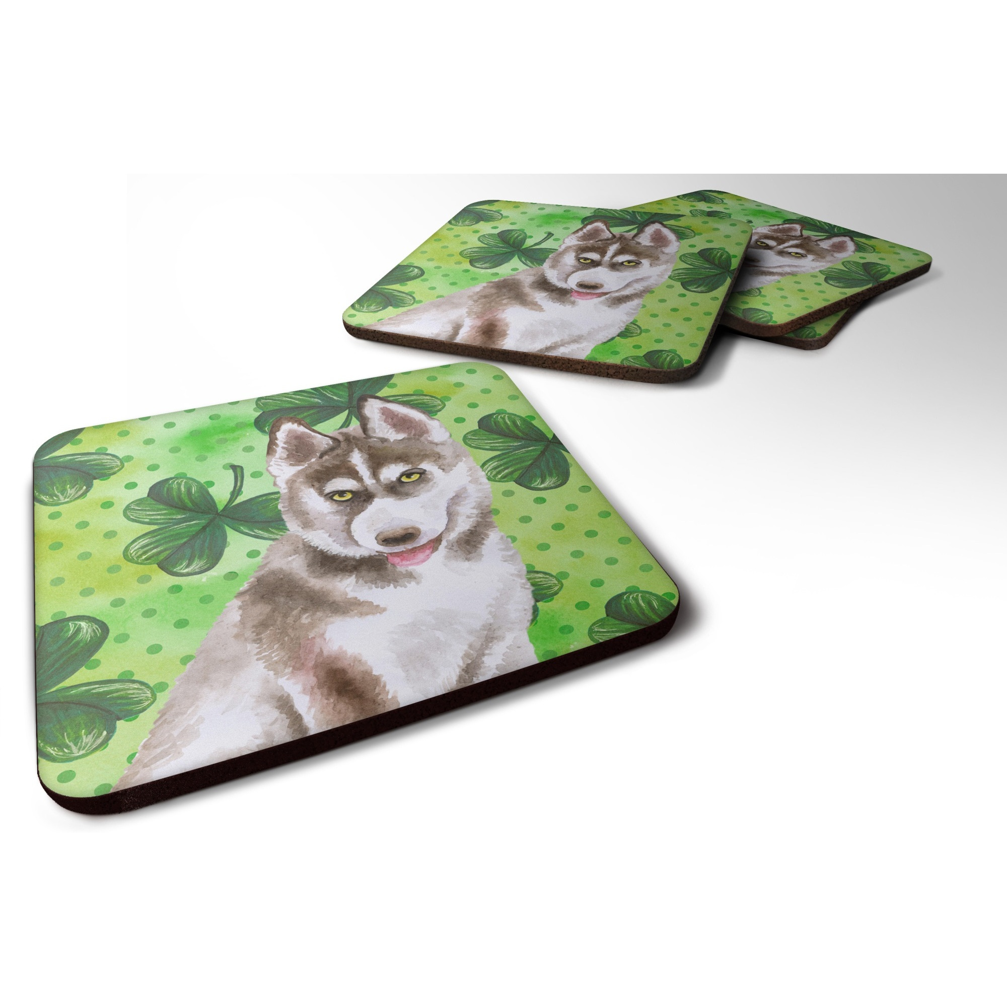 &quotCaroline's Treasures Siberian Husky Grey St Patrick's Decorative coasters, Multicolor"