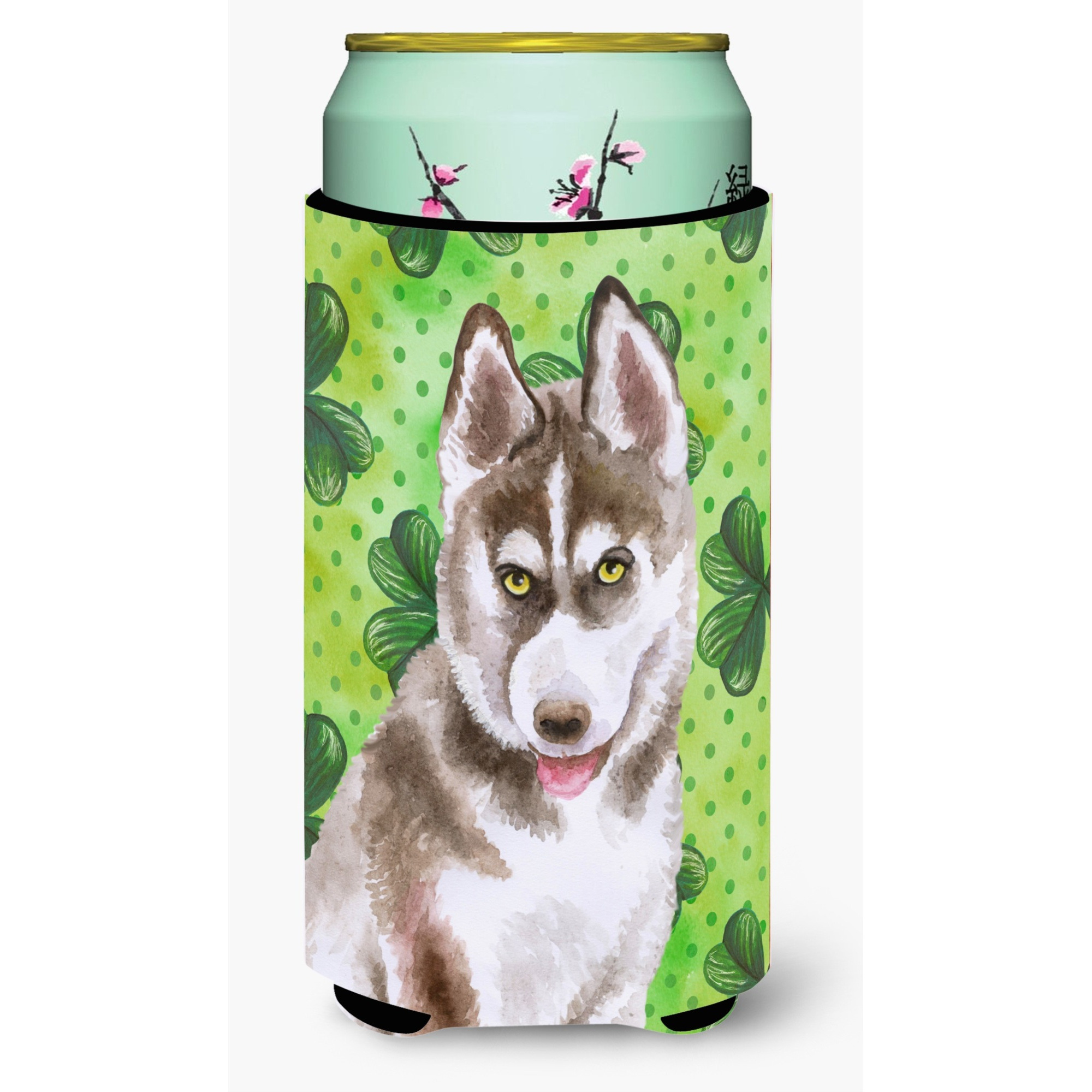 &quotCaroline's Treasures Siberian Husky Grey St Patrick's Decorative Can Hugger, Tall Boy, Multicolor"