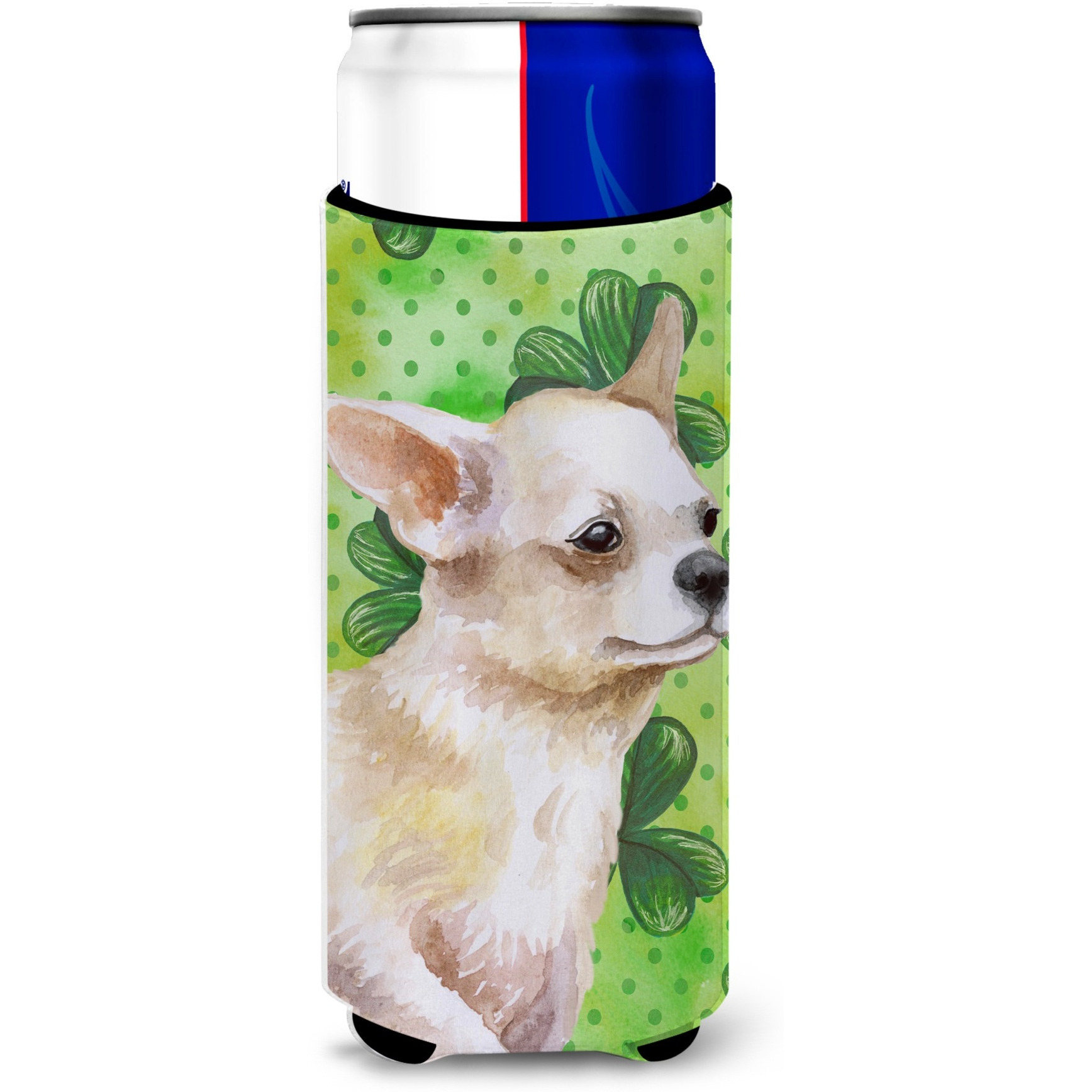 &quotCaroline's Treasures Chihuahua Leg up St Patrick's Decorative Can Hugger, Slim, Multicolor"